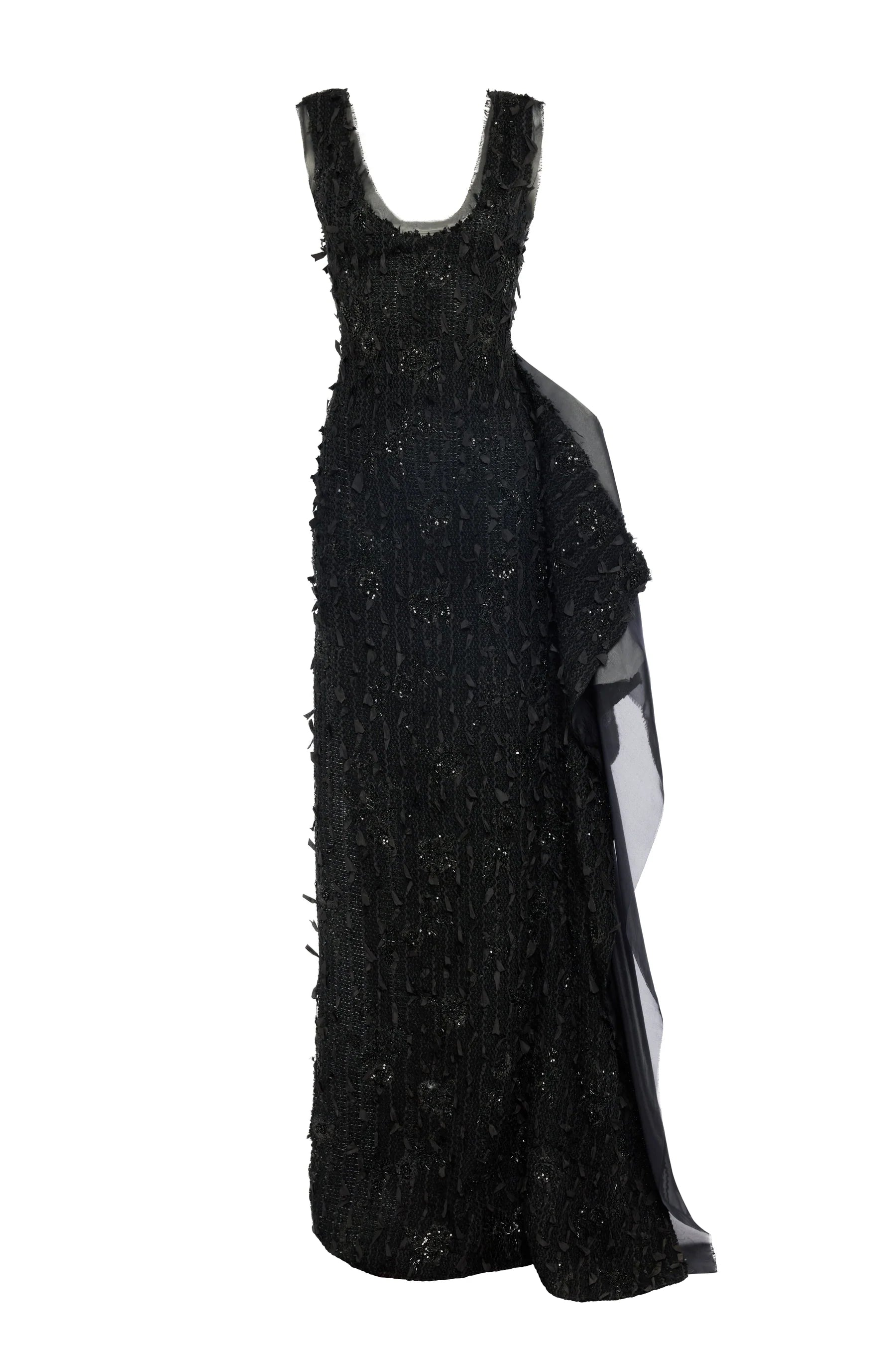 Tank Top Maxi Dress with Side Panel Detail in Black by A.W.A.K.E. Mode