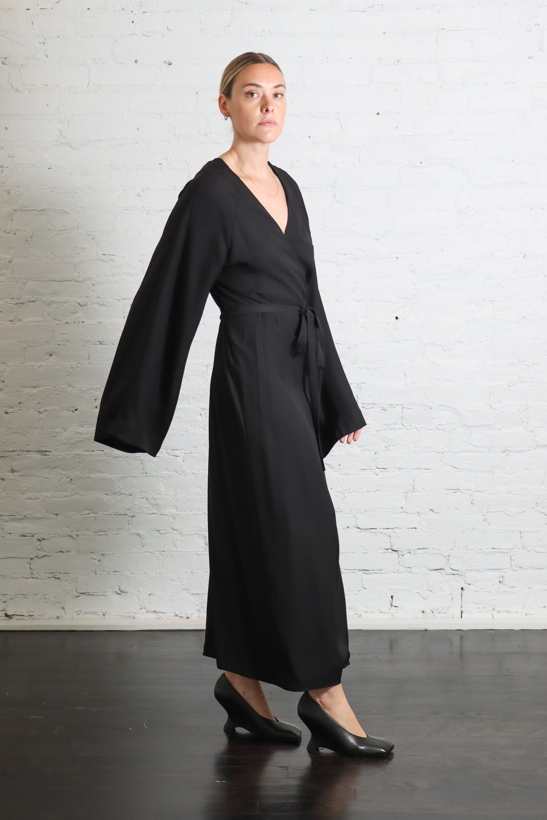 Icaria Wrap Dress in Black by Rodebjer