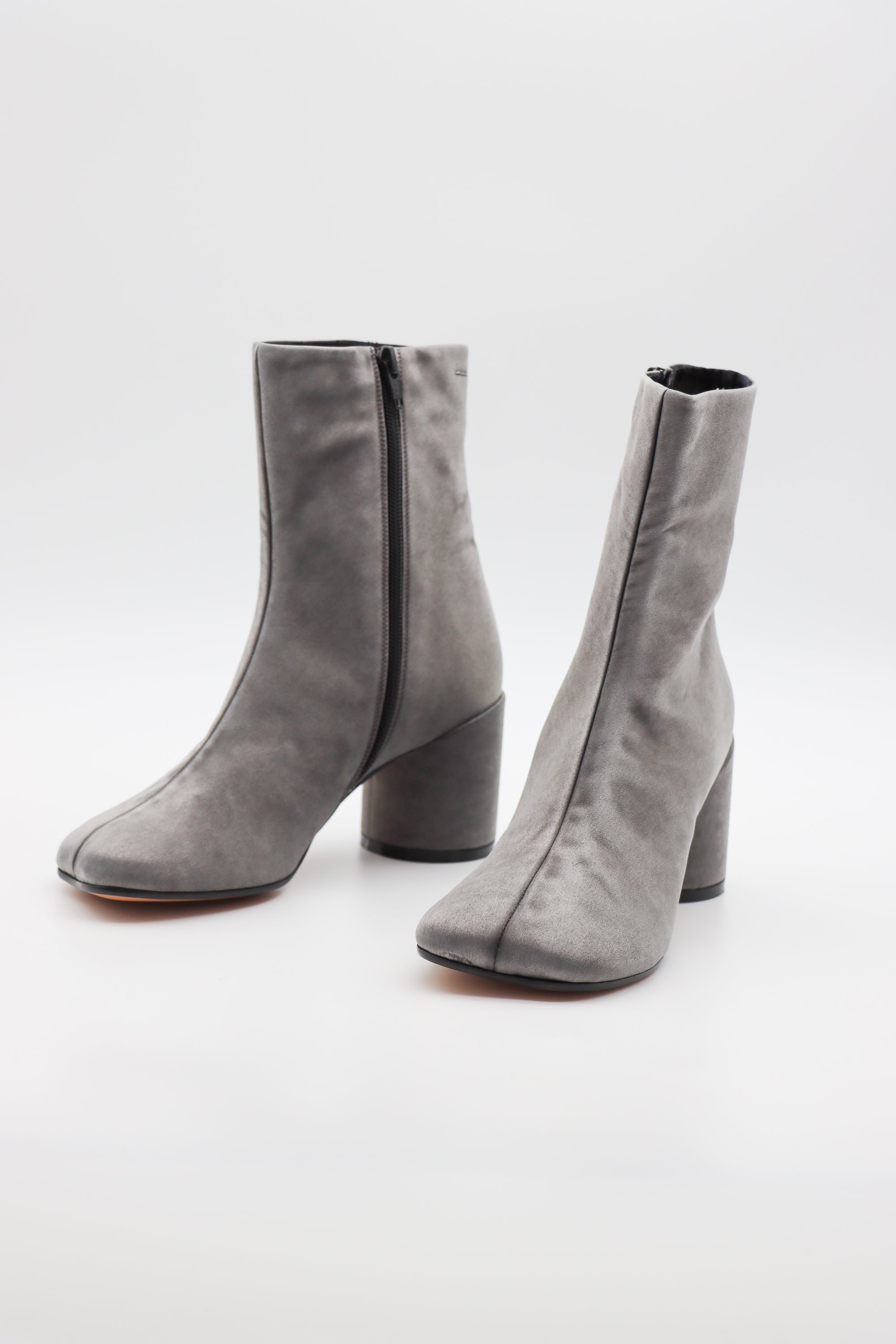 Satin Anatomic Ankle Boot in Grey by MM6 Maison Margiela