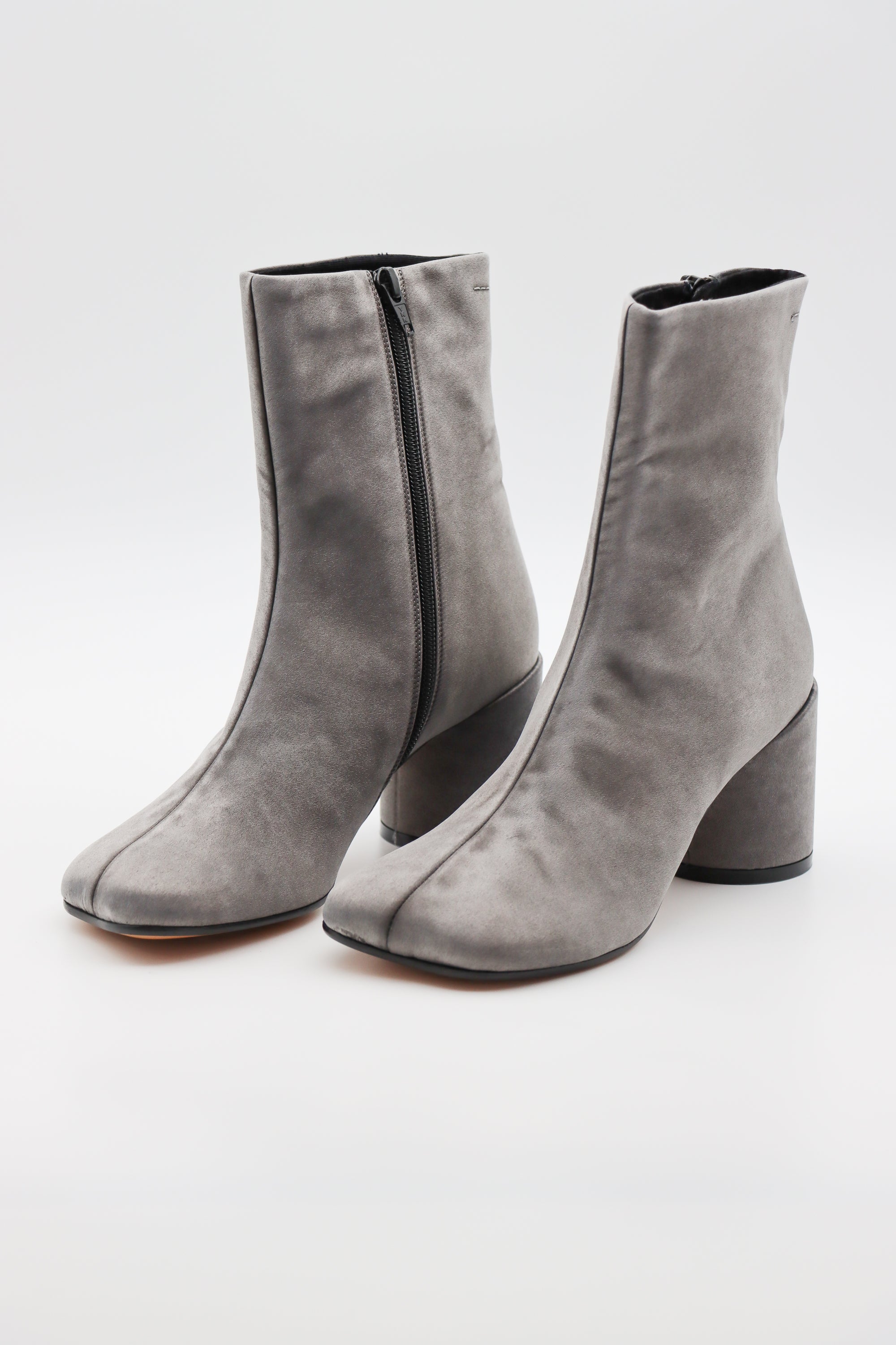 Satin Anatomic Ankle Boot in Grey by MM6 Maison Margiela