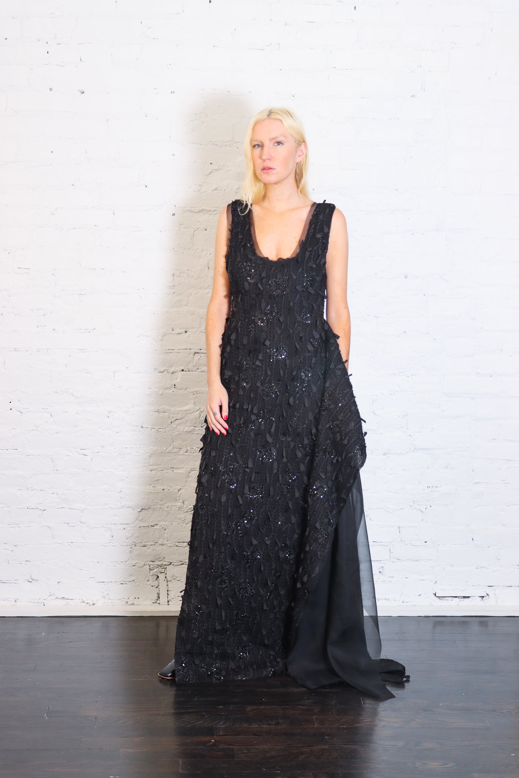 Tank Top Maxi Dress with Side Panel Detail in Black by A.W.A.K.E. Mode