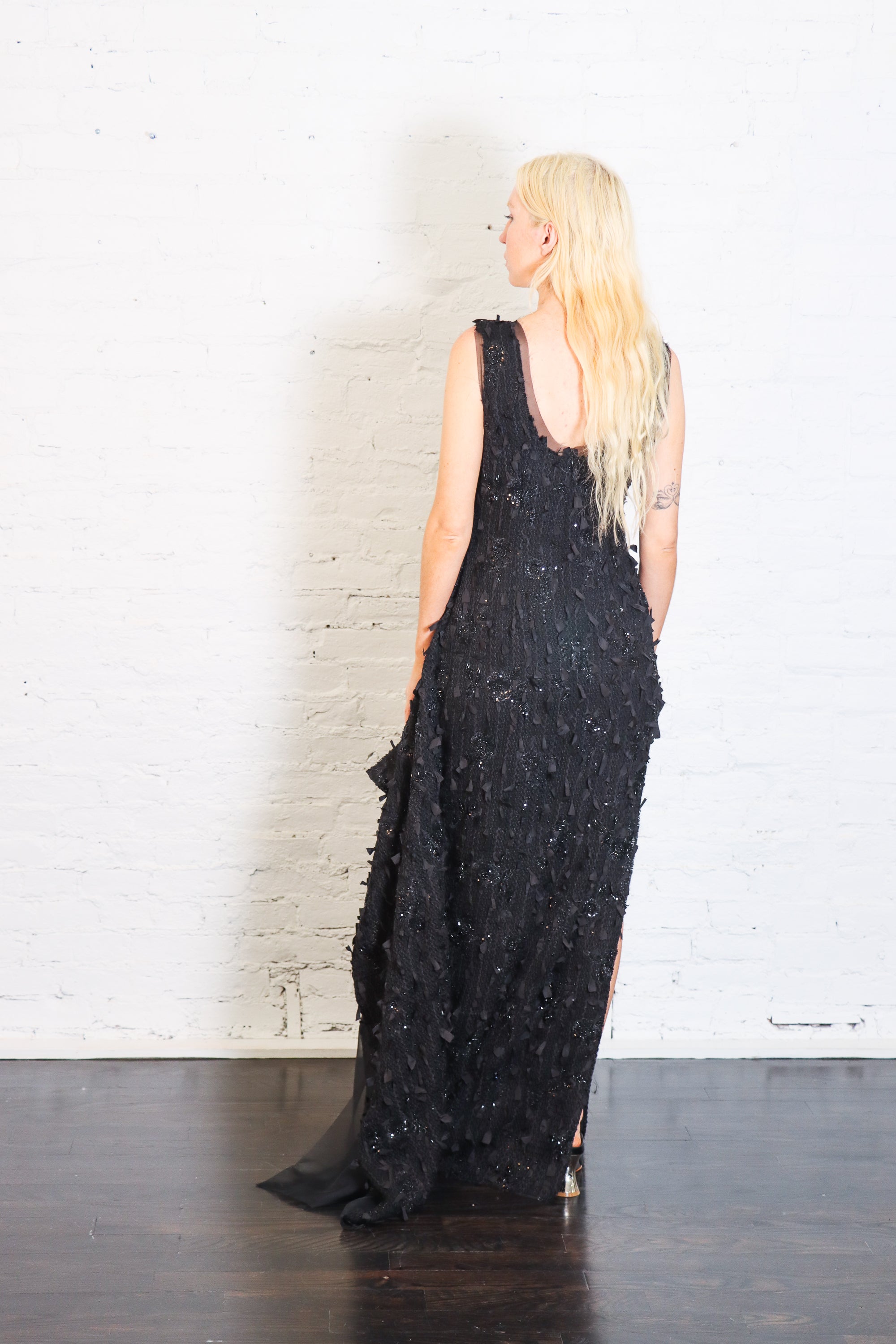 Tank Top Maxi Dress with Side Panel Detail in Black by A.W.A.K.E. Mode