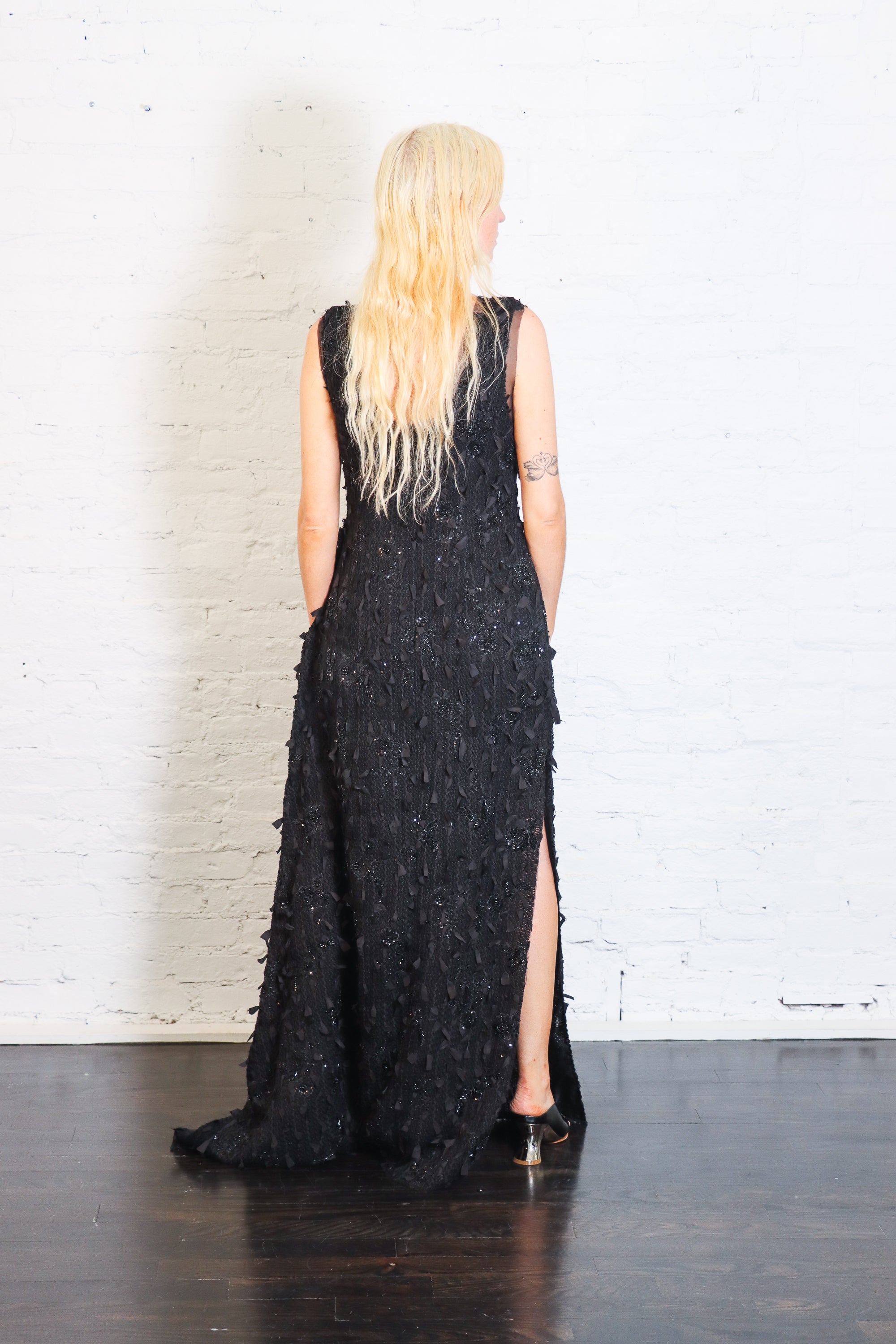 Tank Top Maxi Dress with Side Panel Detail in Black by A.W.A.K.E. Mode