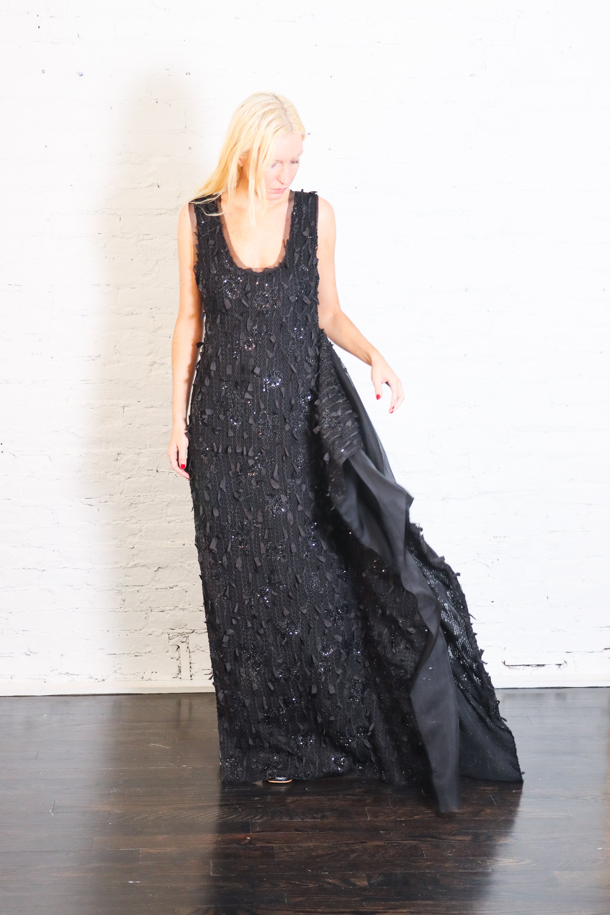 Tank Top Maxi Dress with Side Panel Detail in Black by A.W.A.K.E. Mode
