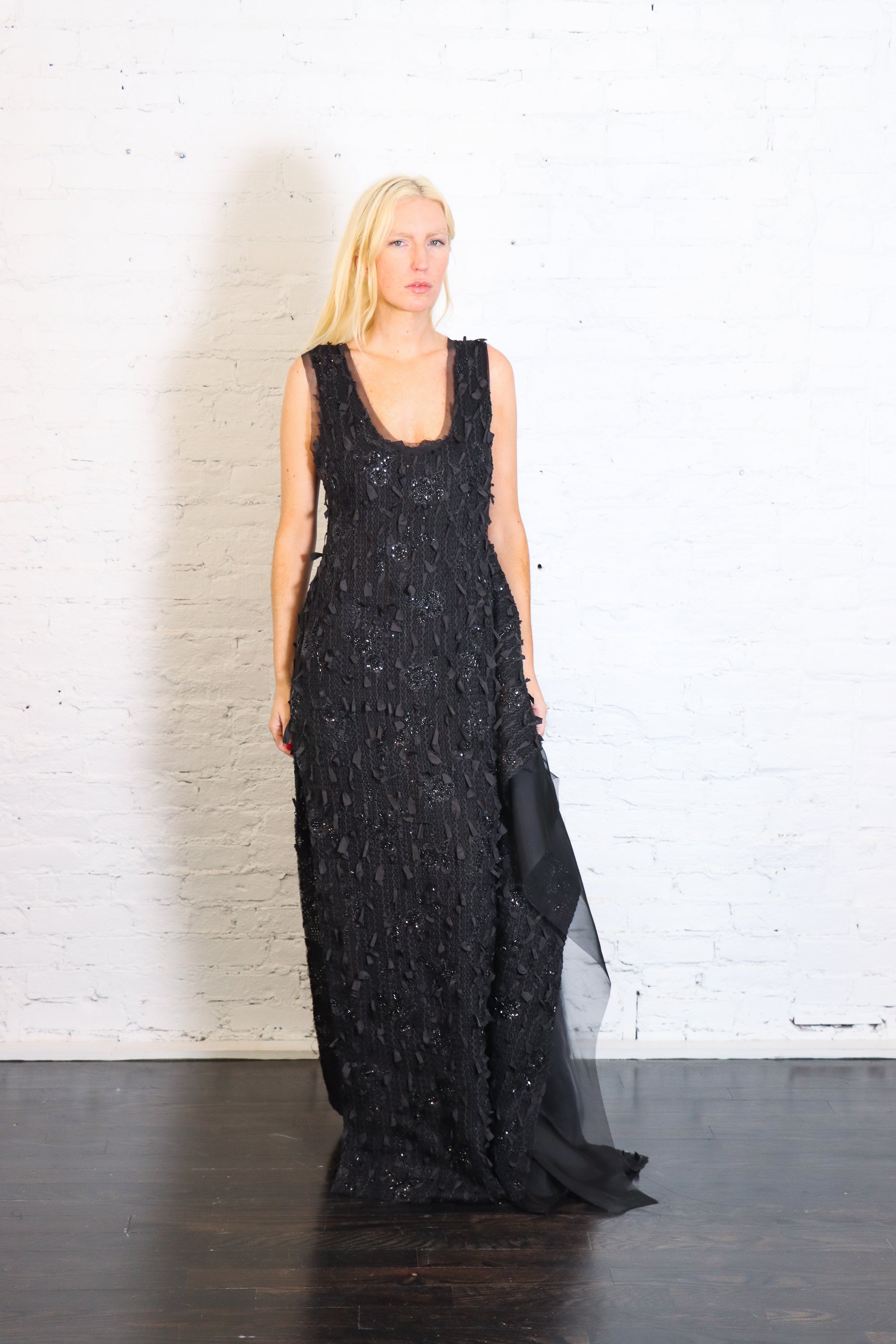 Tank Top Maxi Dress with Side Panel Detail in Black by A.W.A.K.E. Mode