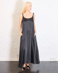 Sateen Slip Dress in Black by Planet