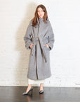 Tall Collar Long Wool Coat in Light Grey by 7115 by Szeki