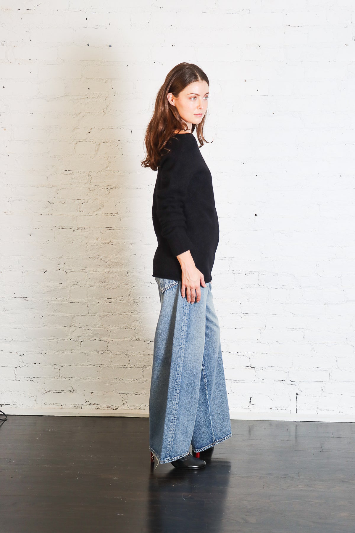 Felt Off Shoulder Top in Black by Lauren Manoogian