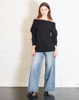 Felt Off Shoulder Top in Black by Lauren Manoogian