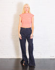 Fitted Stretch Flared Jeans with Side Slits in Indigo Rinse by A.W.A.K.E. Mode