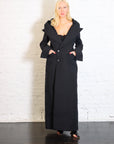 Double-Breasted Fitted Off-Shoulder Jacket Dress in Black by A.W.A.K.E. Mode