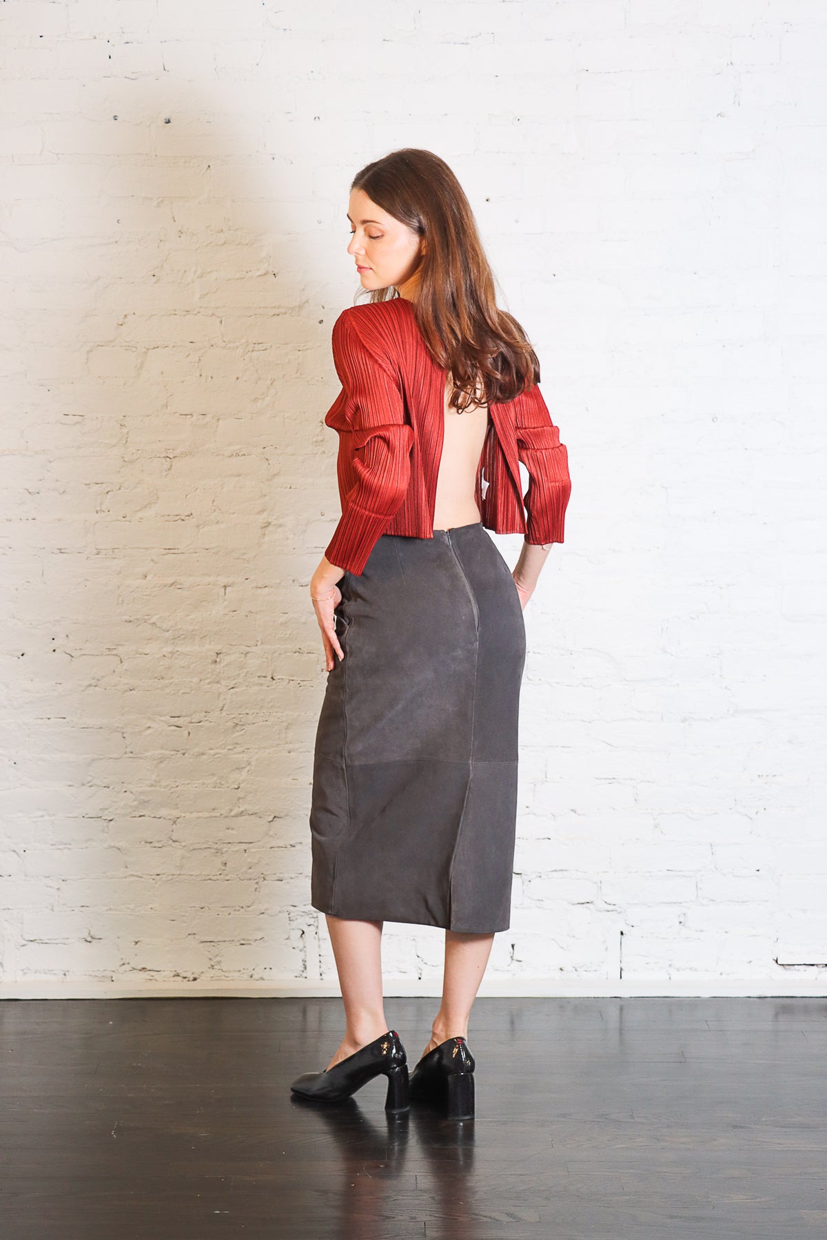 Suede Skirt in Slate by Lauren Manoogian