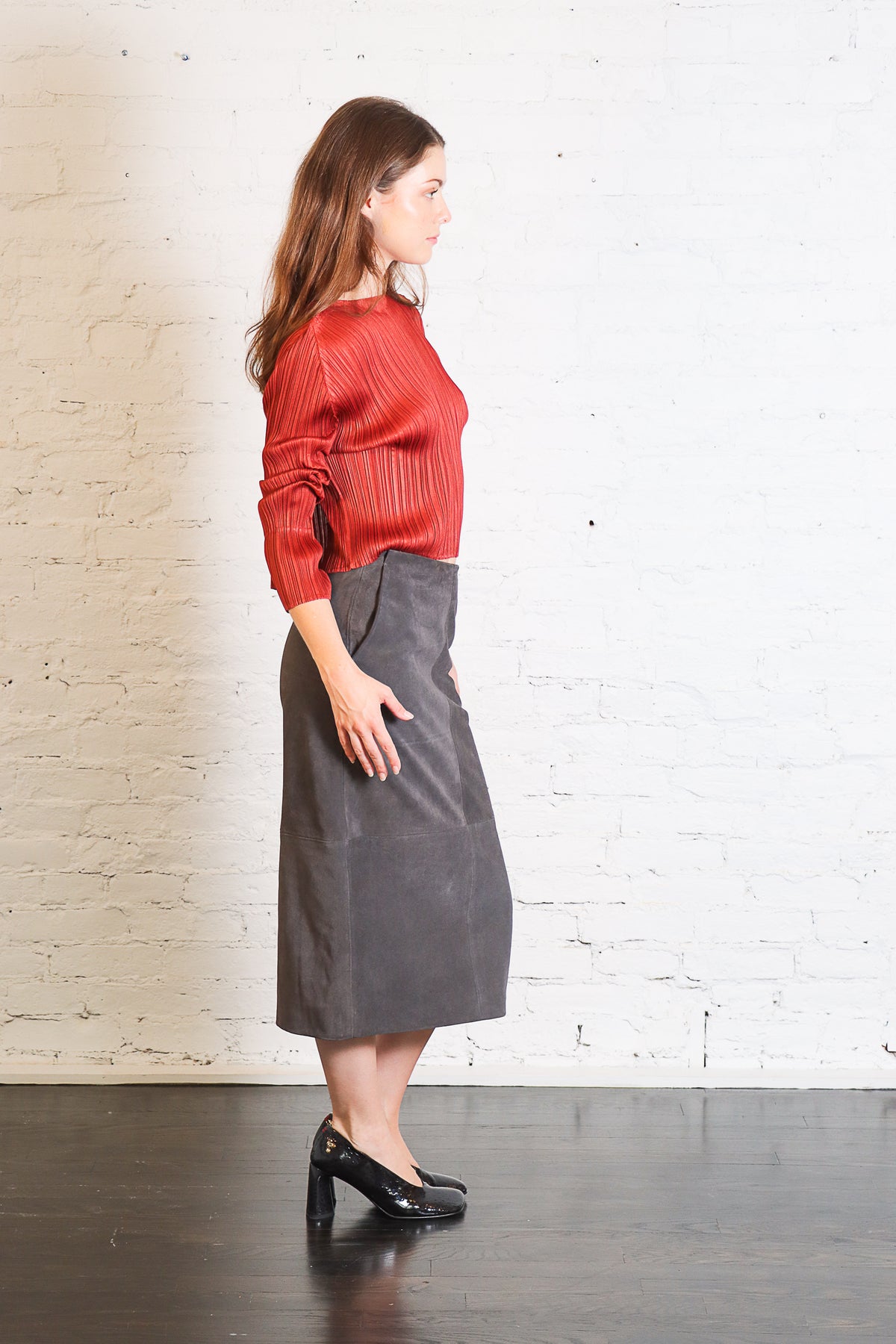 Suede Skirt in Slate by Lauren Manoogian