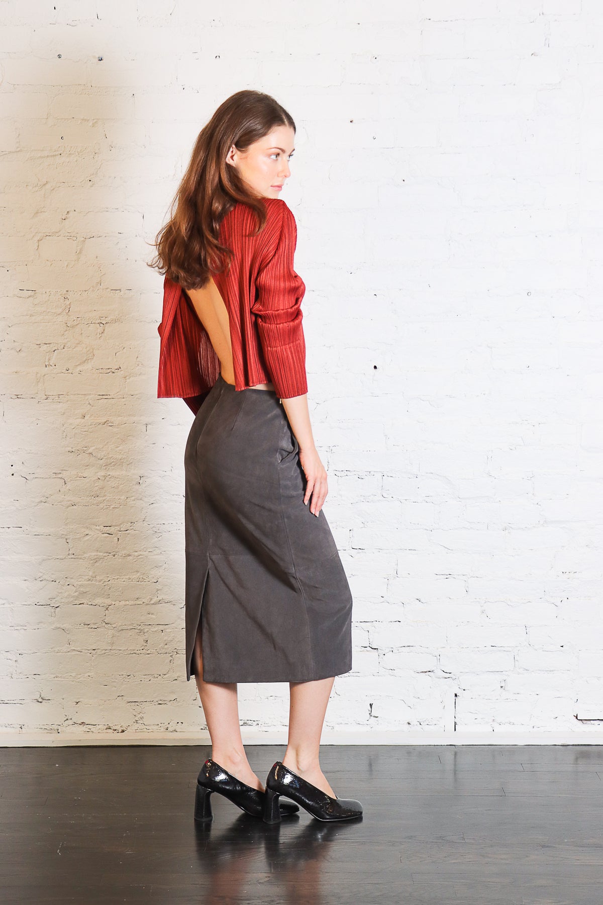 Suede Skirt in Slate by Lauren Manoogian