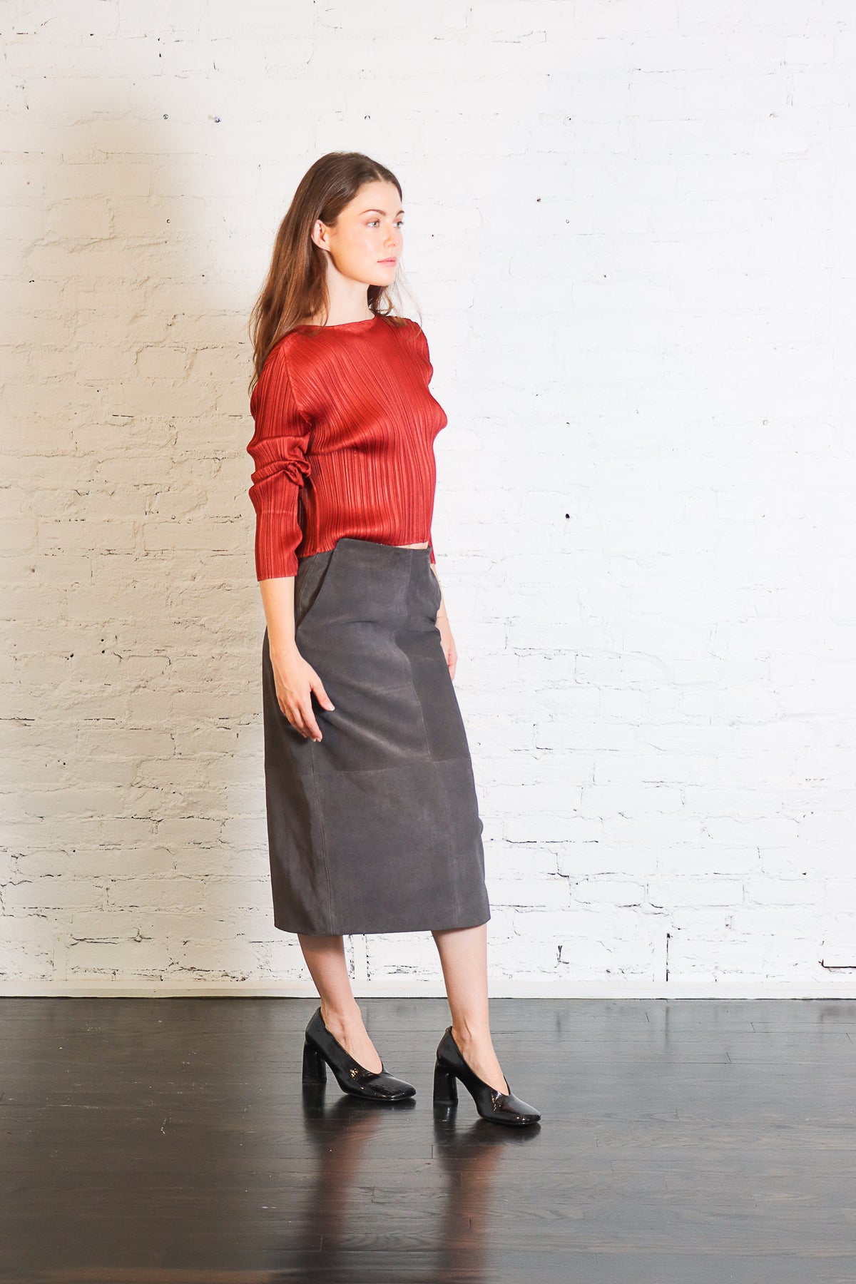 Suede Skirt in Slate by Lauren Manoogian