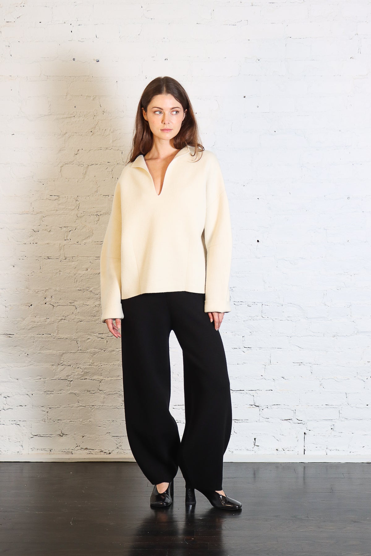 Double Knit Taper Pants in Black by Lauren Manoogian