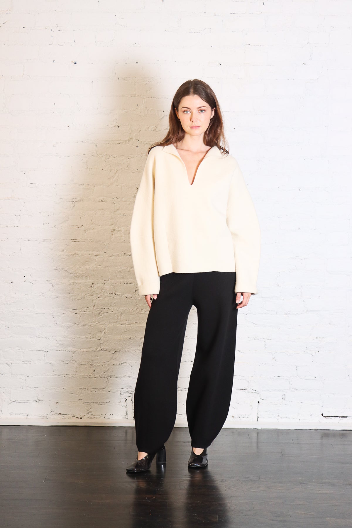 Double Knit Taper Pants in Black by Lauren Manoogian