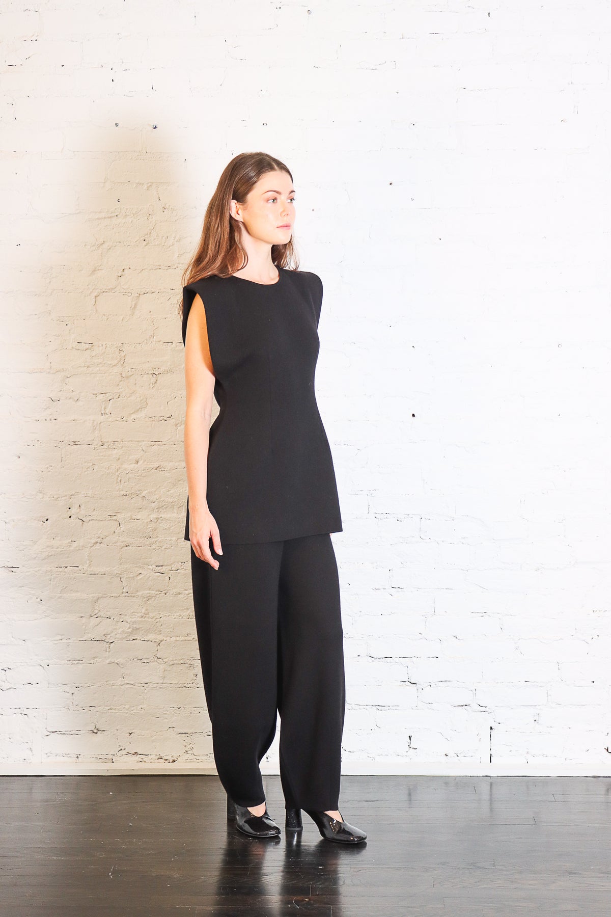 Double Knit Shoulder Bodice in Black by Lauren Manoogian