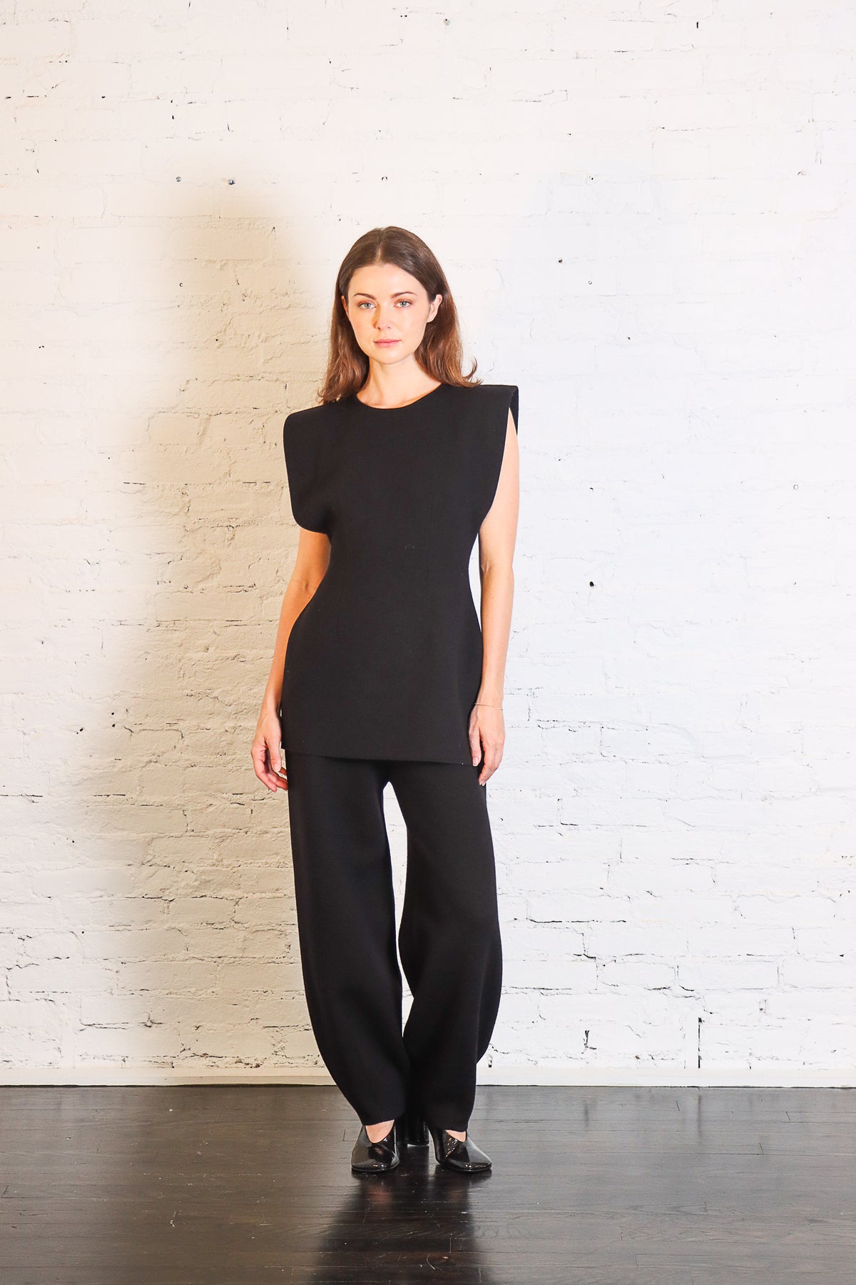Double Knit Shoulder Bodice in Black by Lauren Manoogian