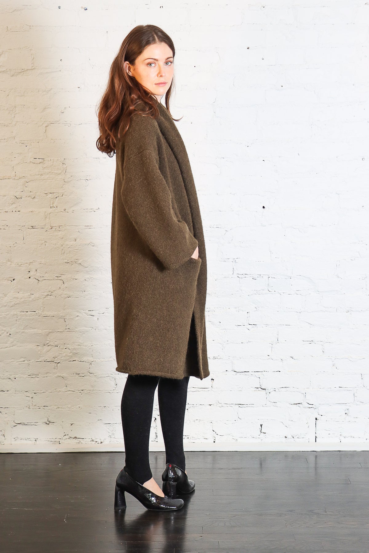 Capote Coat in Olive by Lauren Manoogian