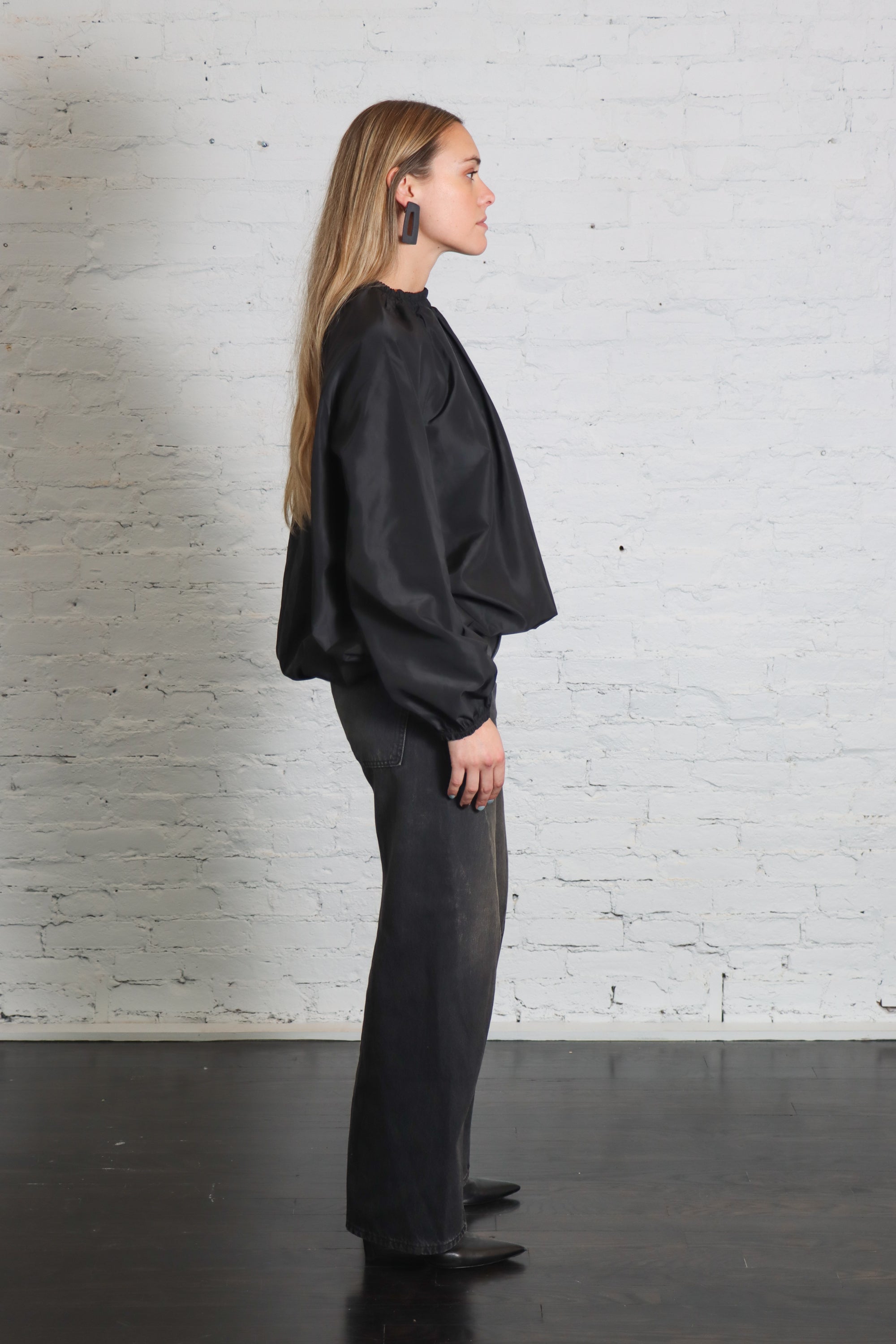 Italian Sports Nylon Shirred Anorak Top in Black by Tibi-Tibi-Idlewild