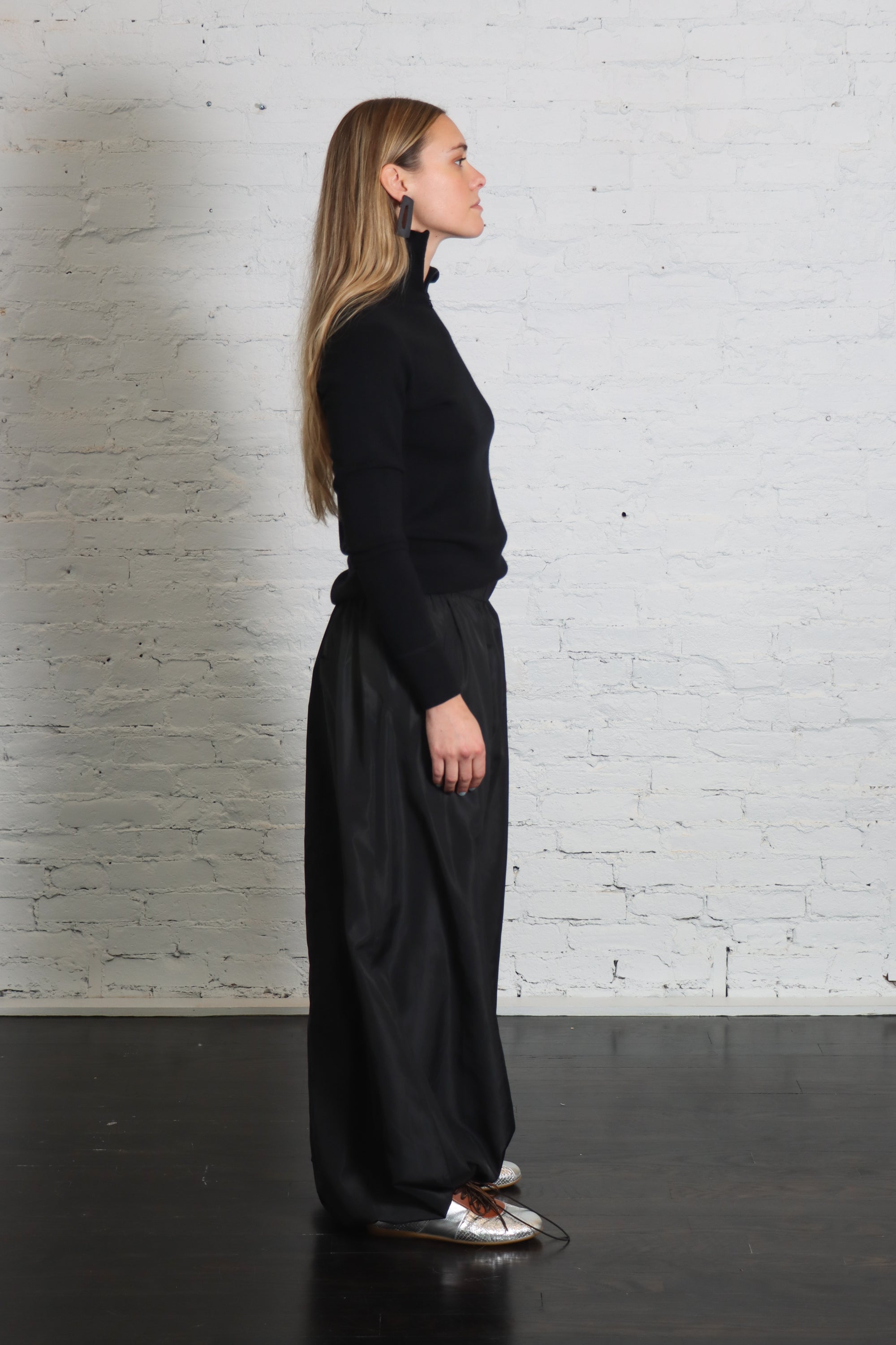 Italian Sporty Nylon Maxi Anorak Skirt in Black by Tibi-Bottoms-Tibi-Idlewild