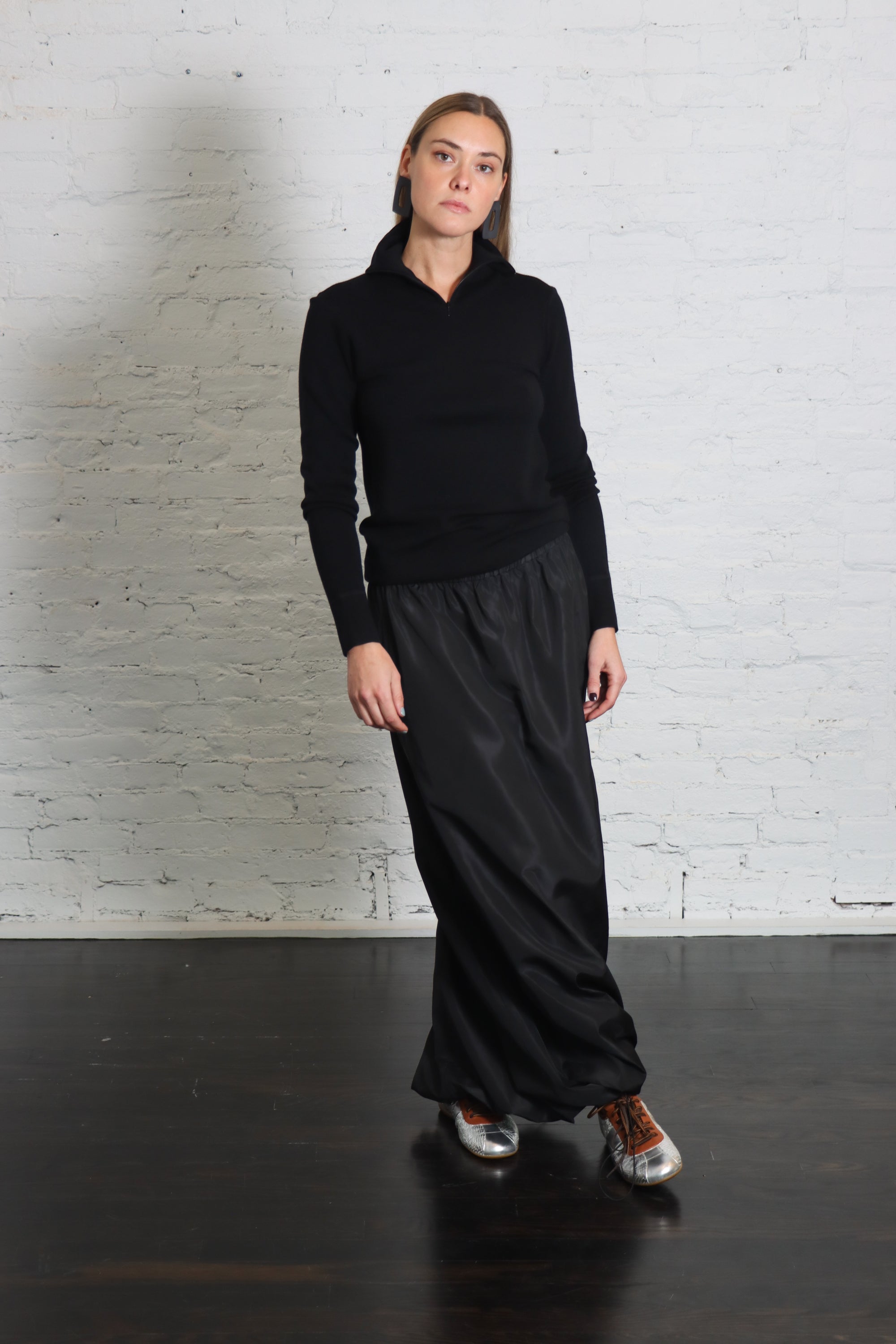 Italian Sporty Nylon Maxi Anorak Skirt in Black by Tibi-Tibi-Idlewild-Cincinnati