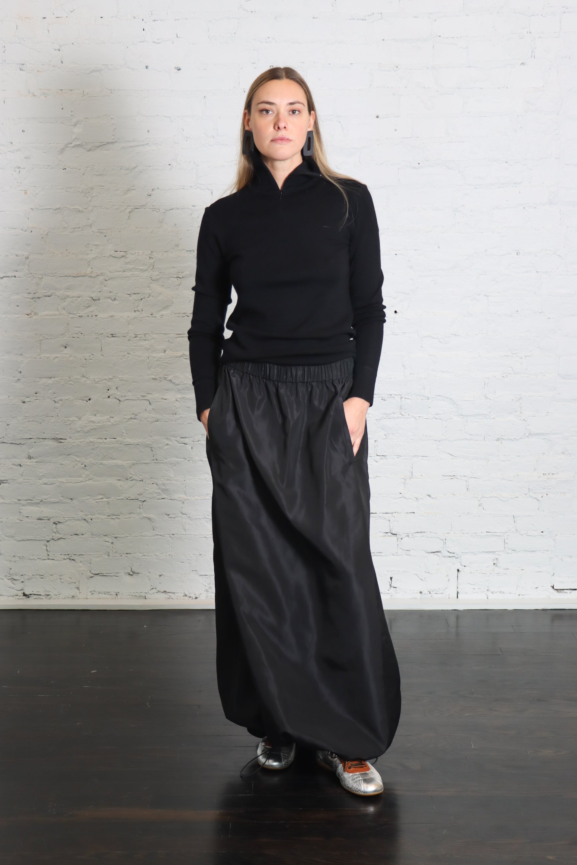 Italian Sporty Nylon Maxi Anorak Skirt in Black by Tibi-Tibi-Idlewild-Cincinnati