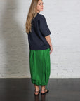Italian Sporty Nylon Midi Anorak Skirt in Green by Tibi-Bottoms-Tibi-Idlewild