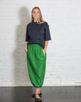 Italian Sporty Nylon Midi Anorak Skirt in Green by Tibi-Bottoms-Tibi-Idlewild