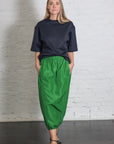 Italian Sporty Nylon Midi Anorak Skirt in Green by Tibi-Bottoms-Tibi-Idlewild