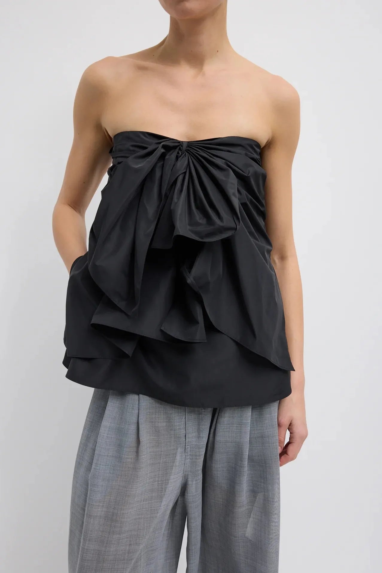 Italian Sporty Nylon Strapless Top in Black by Tibi-Tibi-Idlewild-Cincinnati