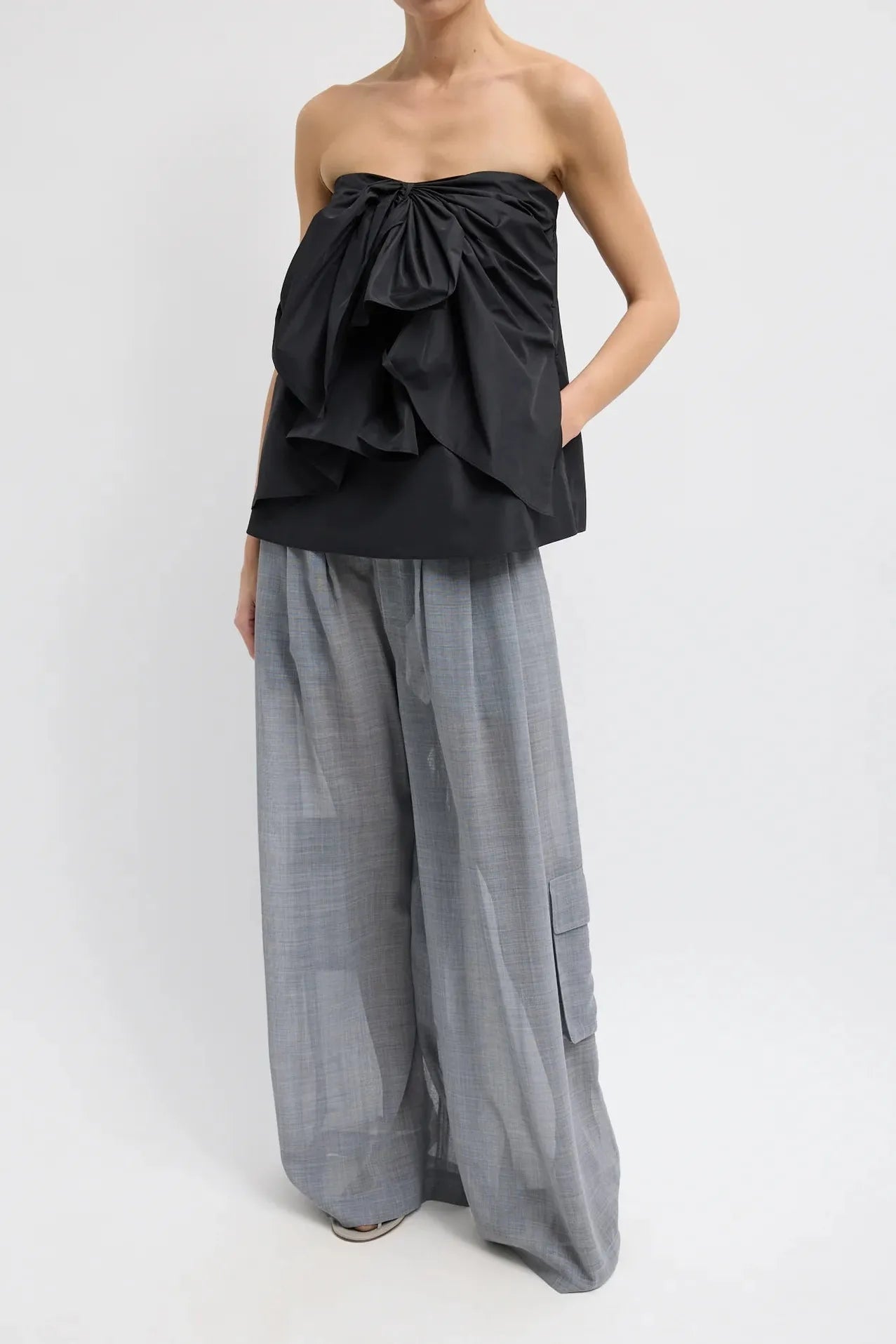 Italian Sporty Nylon Strapless Top in Black by Tibi-Tibi-Idlewild-Cincinnati