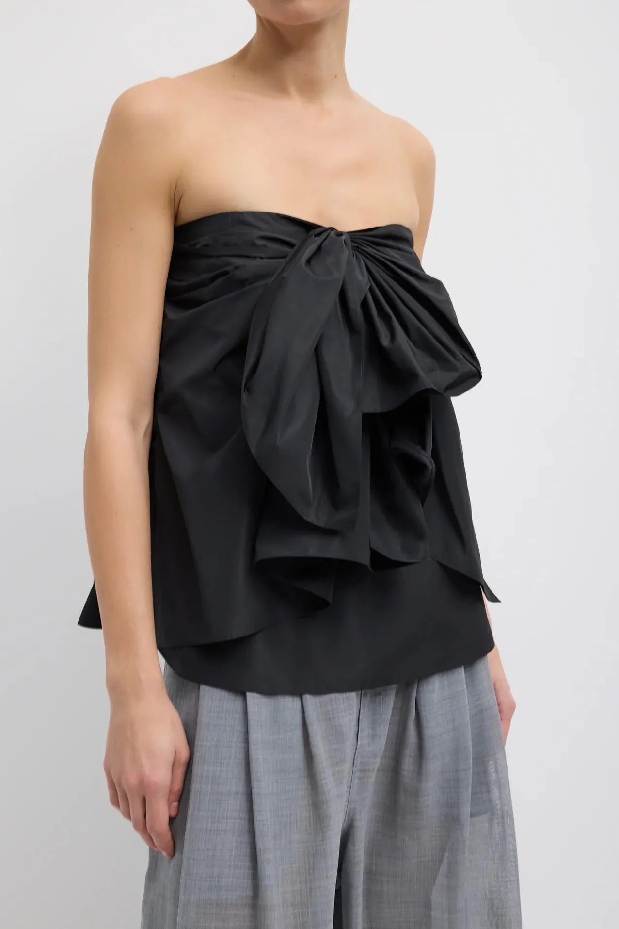 Italian Sporty Nylon Strapless Top in Black by Tibi-Tibi-Idlewild-Cincinnati