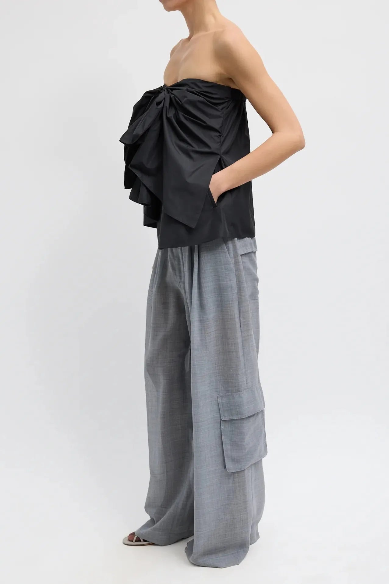 Italian Sporty Nylon Strapless Top in Black by Tibi-Tibi-Idlewild-Cincinnati