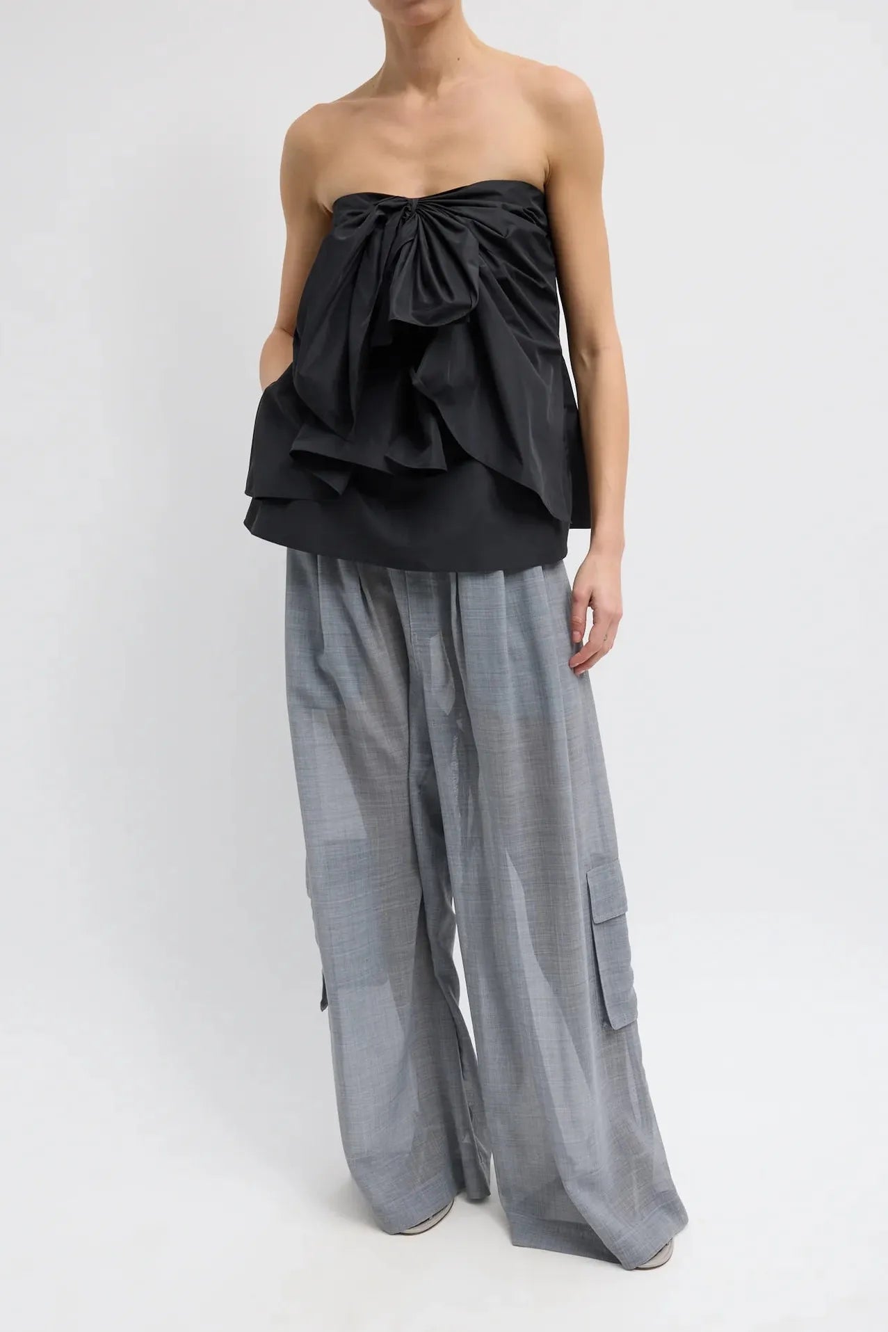 Italian Sporty Nylon Strapless Top in Black by Tibi-Tibi-Idlewild-Cincinnati