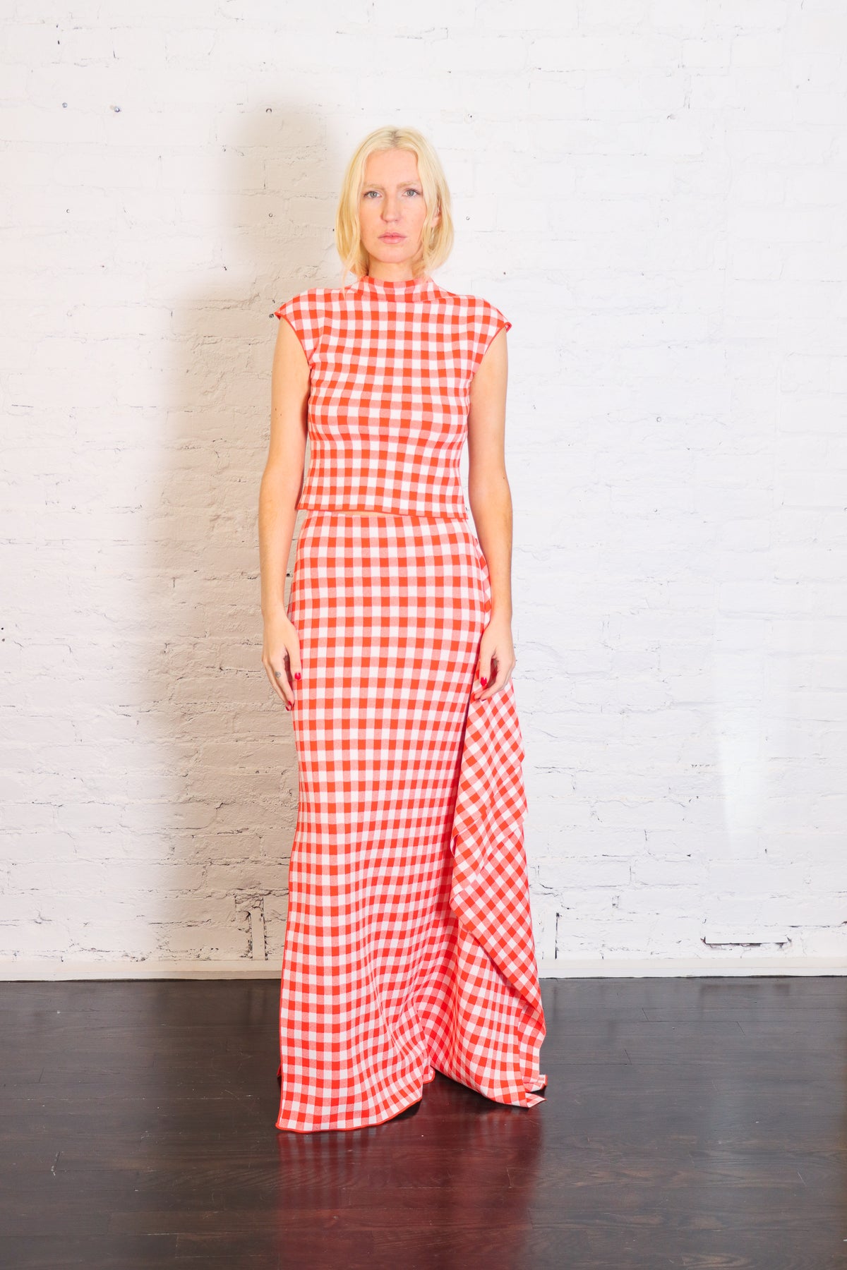 Knitted Fitted Maxi Skirt in Red by A.W.A.K.E. Mode-A.W.A.K.E. Mode-Idlewild-Cincinnati