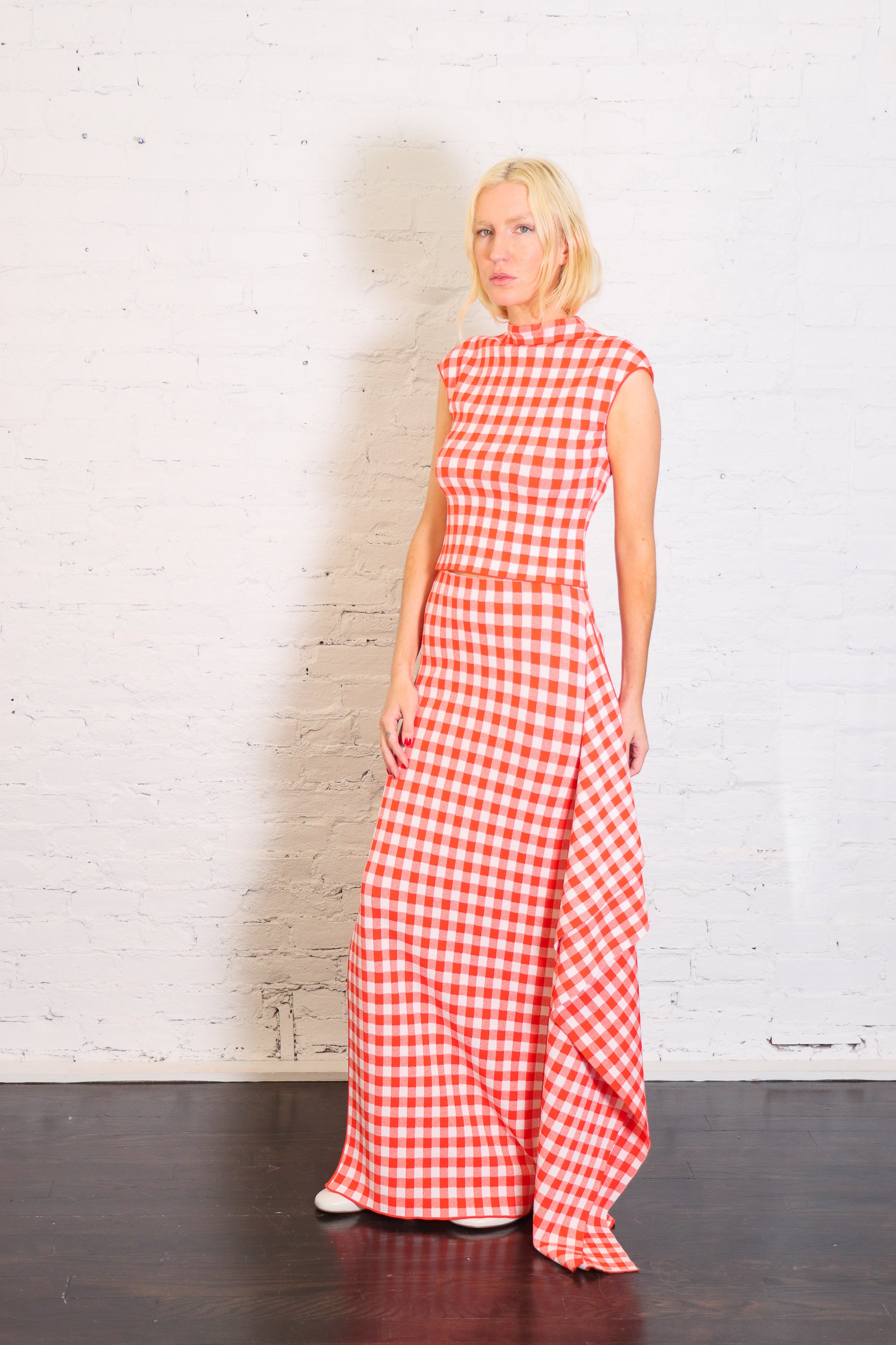 Knitted Fitted Maxi Skirt in Red by A.W.A.K.E. Mode-A.W.A.K.E. Mode-Idlewild-Cincinnati