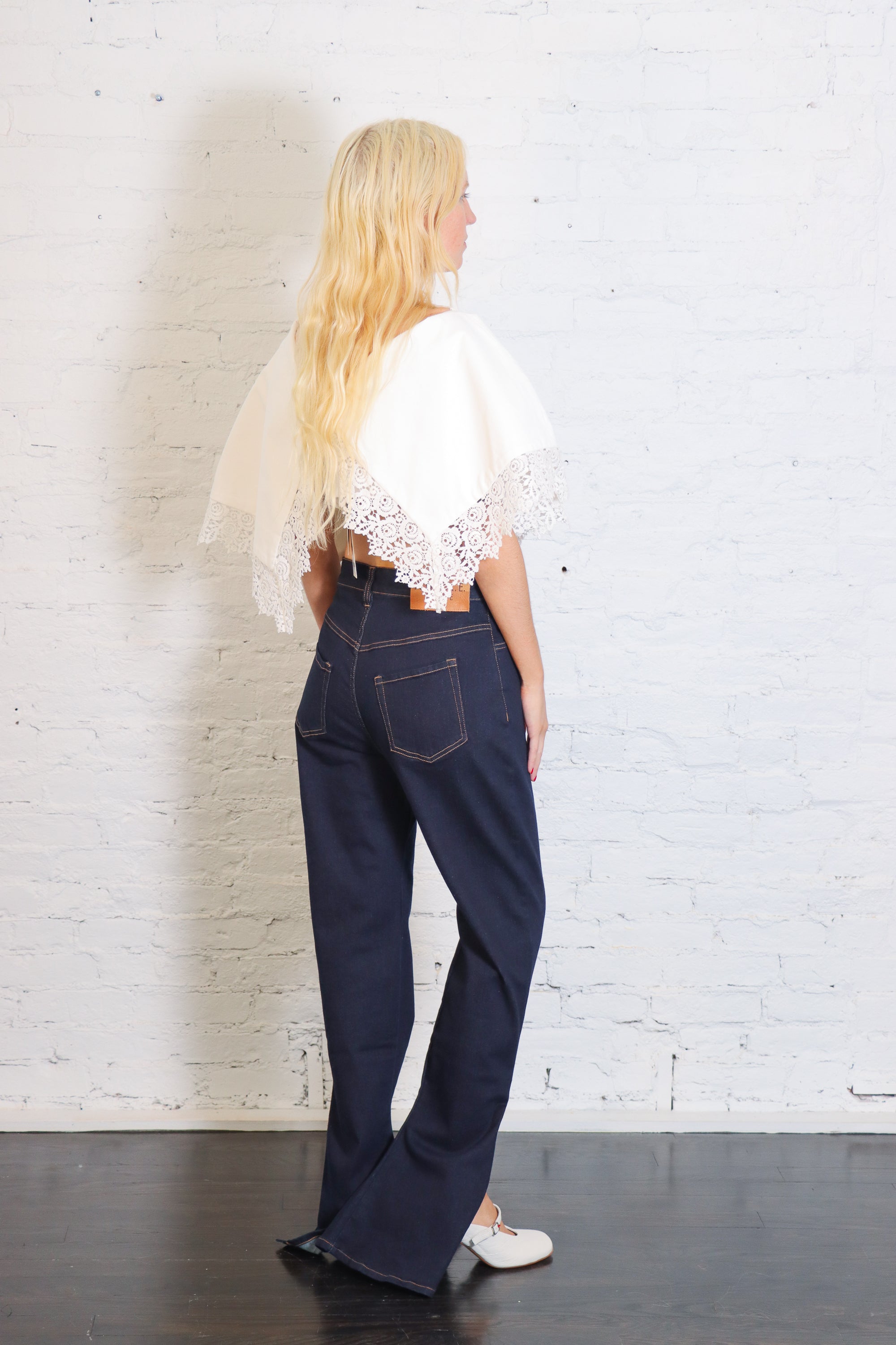 Lace Trimmed Big Collar Top in Off White by A.W.A.K.E. Mode-A.W.A.K.E. Mode-Idlewild-Cincinnati