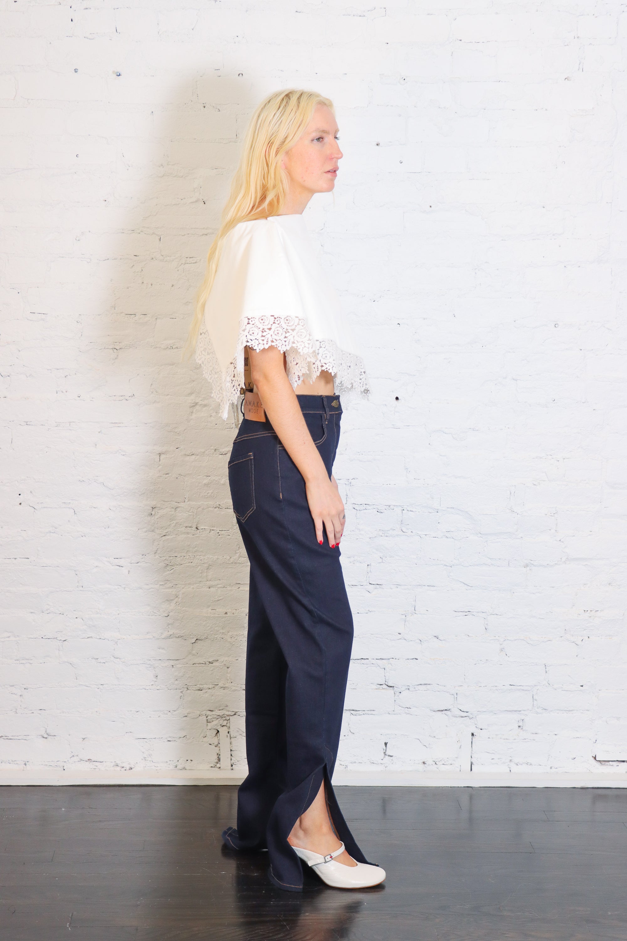 Lace Trimmed Big Collar Top in Off White by A.W.A.K.E. Mode-A.W.A.K.E. Mode-Idlewild-Cincinnati