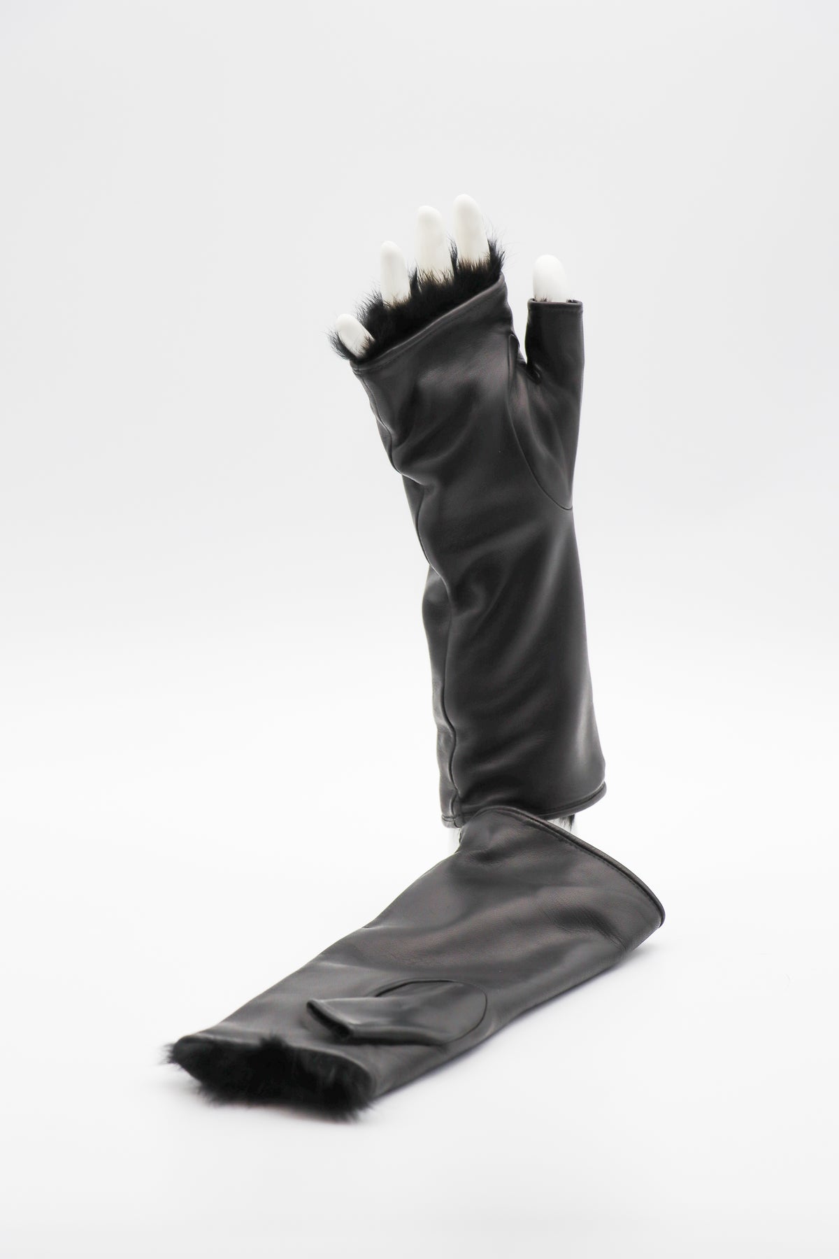 Lambskin Rabbit Lined Fingerless Gloves in Black by Gloves Forino 1899-Gloves Forino 1899-Idlewild-Cincinnati