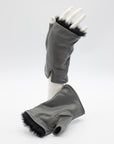 Lambskin Rabbit Lined Fingerless Gloves in Charcoal by Gloves Forino 1899-Gloves Forino 1899-Idlewild-Cincinnati