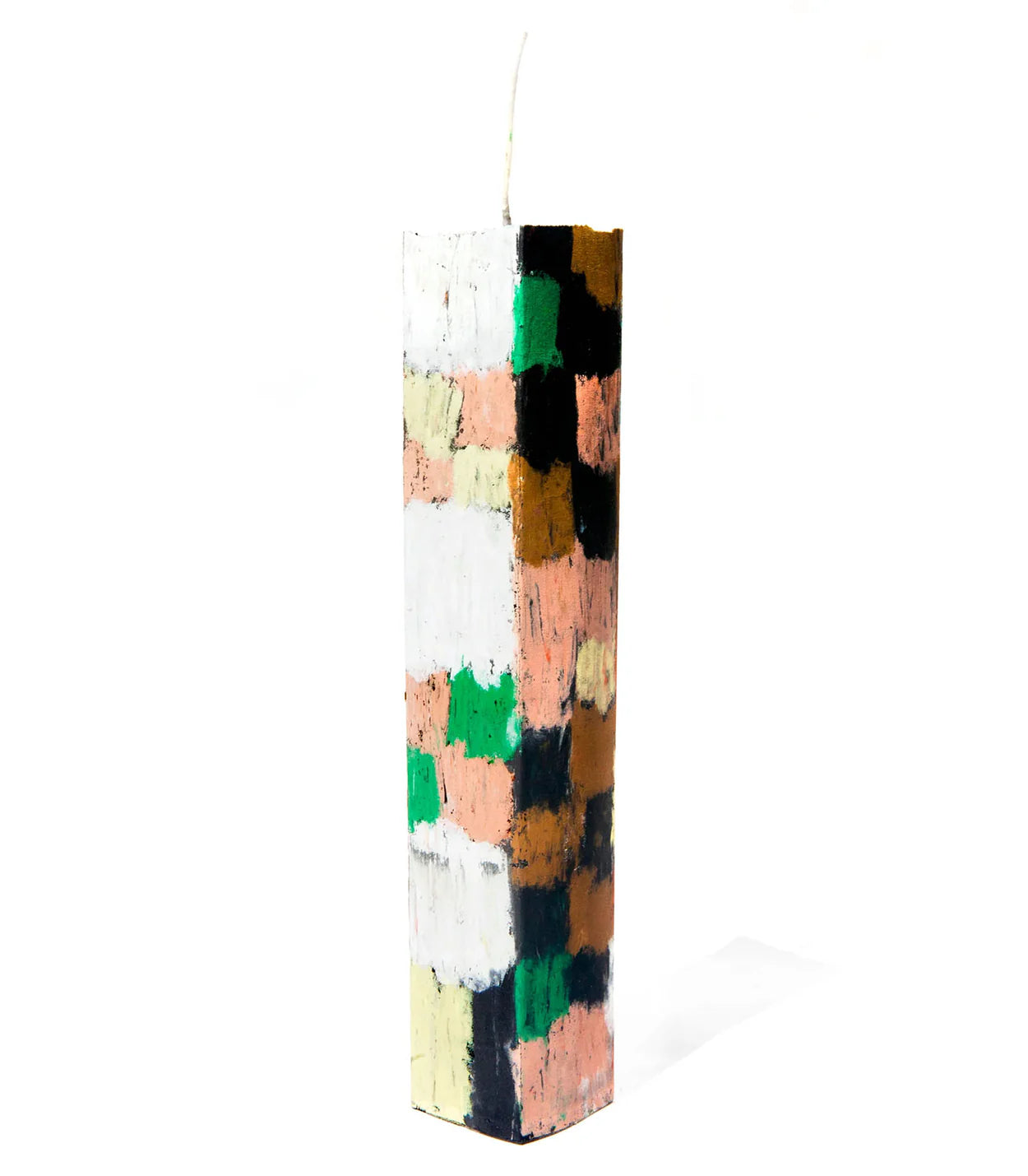 Large Stack Candle in Green Brown Black Yellow White and Pink by Crying Clover-Home-Idlewild-Idlewild