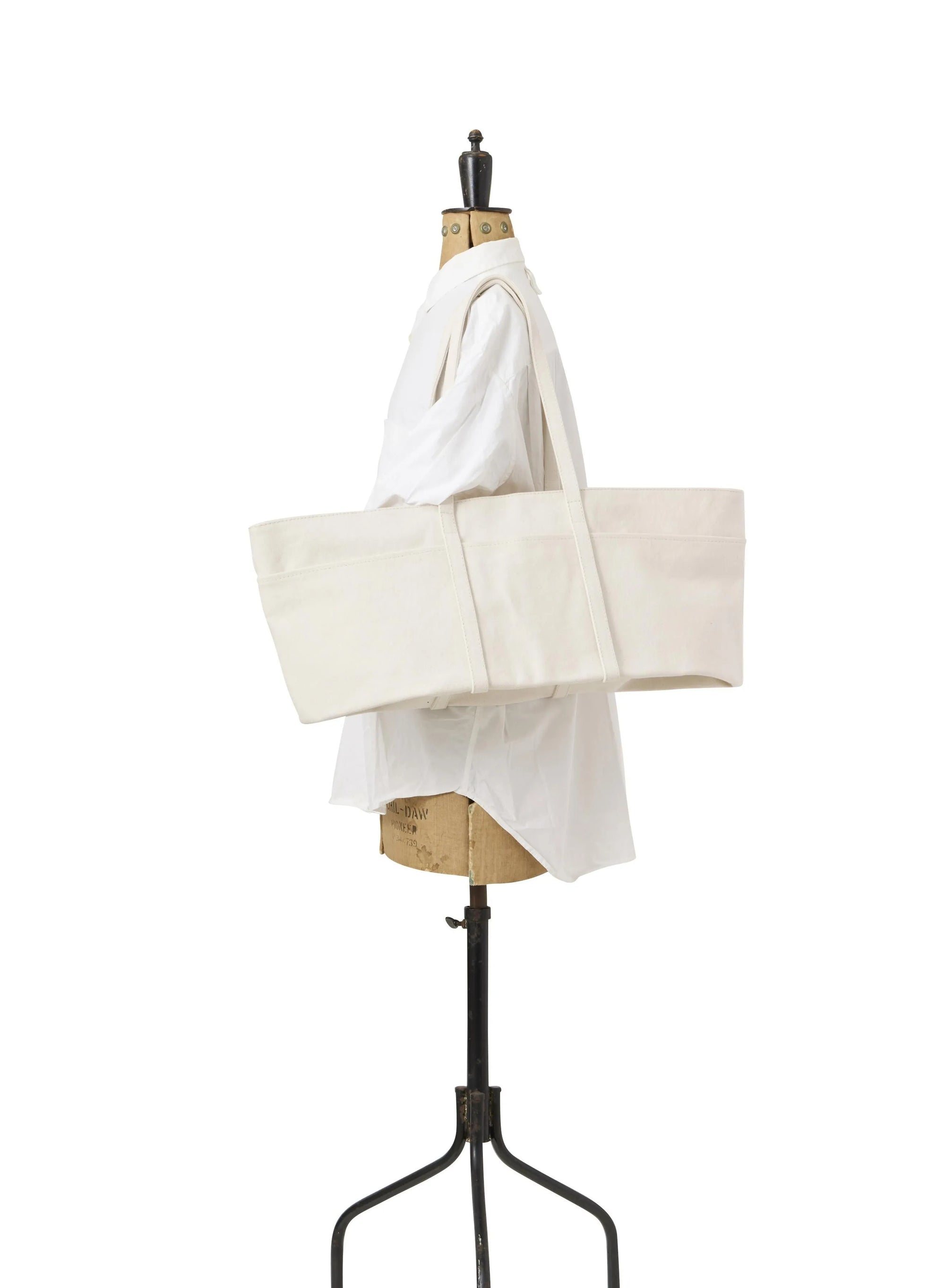 Large Washed Canvas 6 Pocket Tote in White by Amiacalva-Amiacalva-Idlewild-Cincinnati