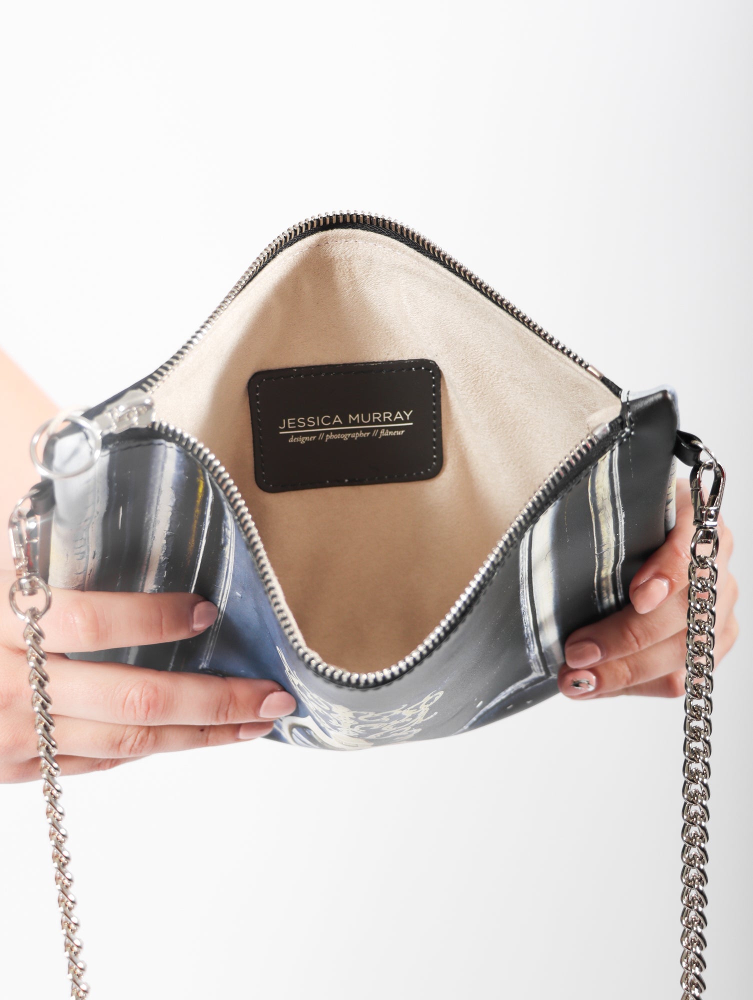 Leather Crossbody Bag in Black Parisian Door by Jessica Murray-Idlewild