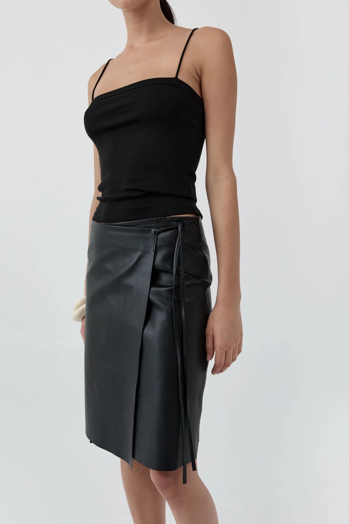 Leather Everyday Wrap Skirt in Black by St. Agni-St. Agni-Idlewild-Cincinnati