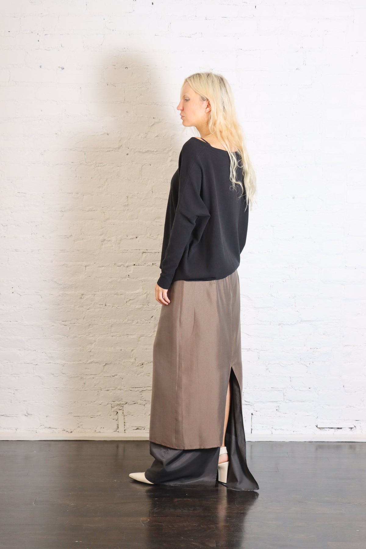 Light Satin Lingerie Skirt in Caffe by Alysi-Alysi-Idlewild-Cincinnati