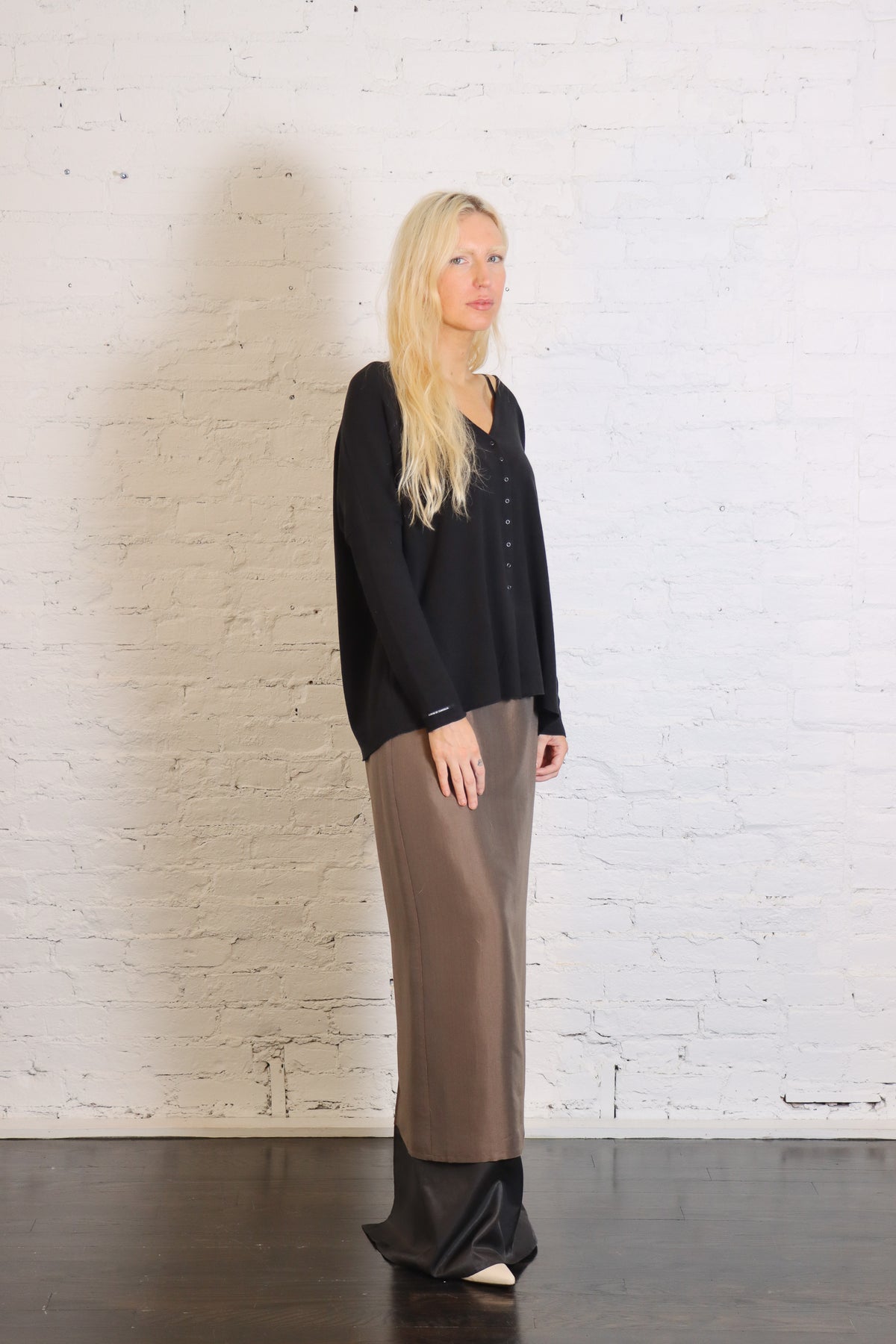 Light Satin Lingerie Skirt in Caffe by Alysi-Alysi-Idlewild-Cincinnati