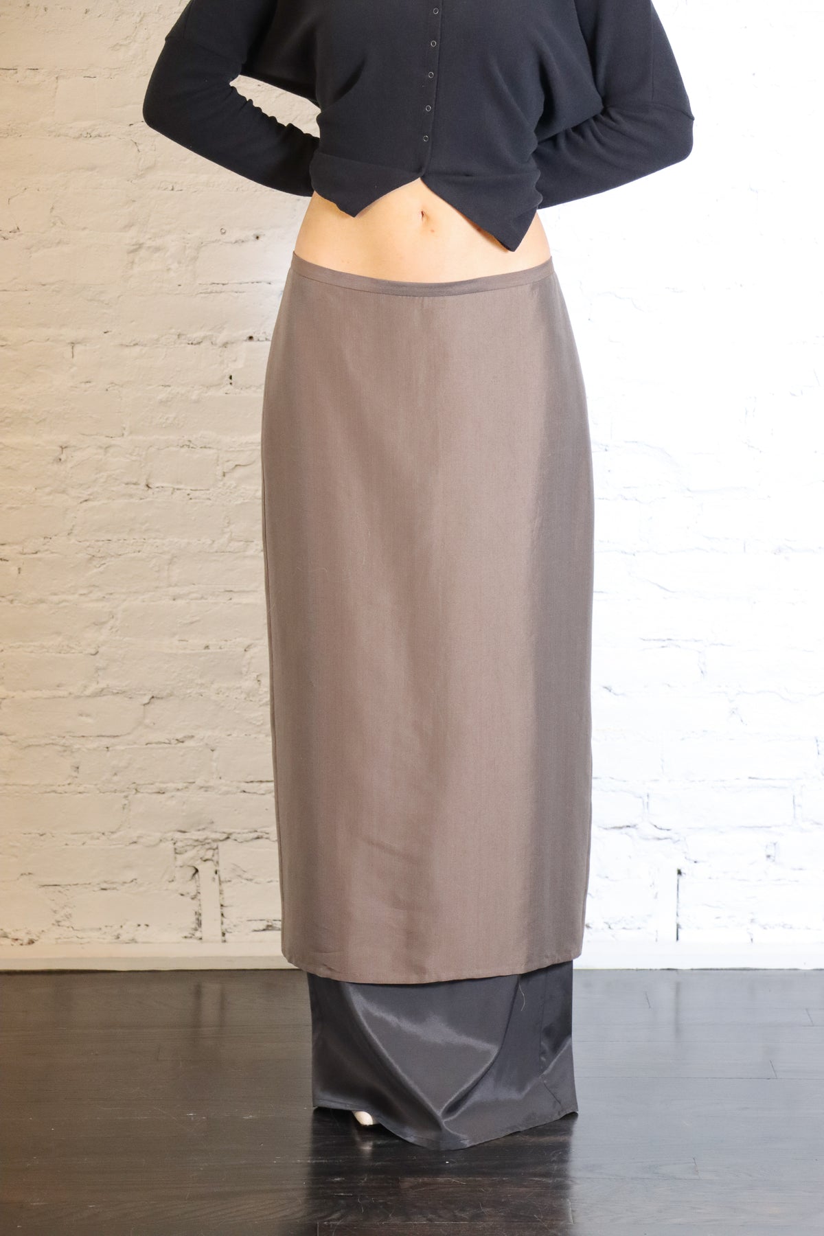 Light Satin Lingerie Skirt in Caffe by Alysi-Alysi-Idlewild-Cincinnati