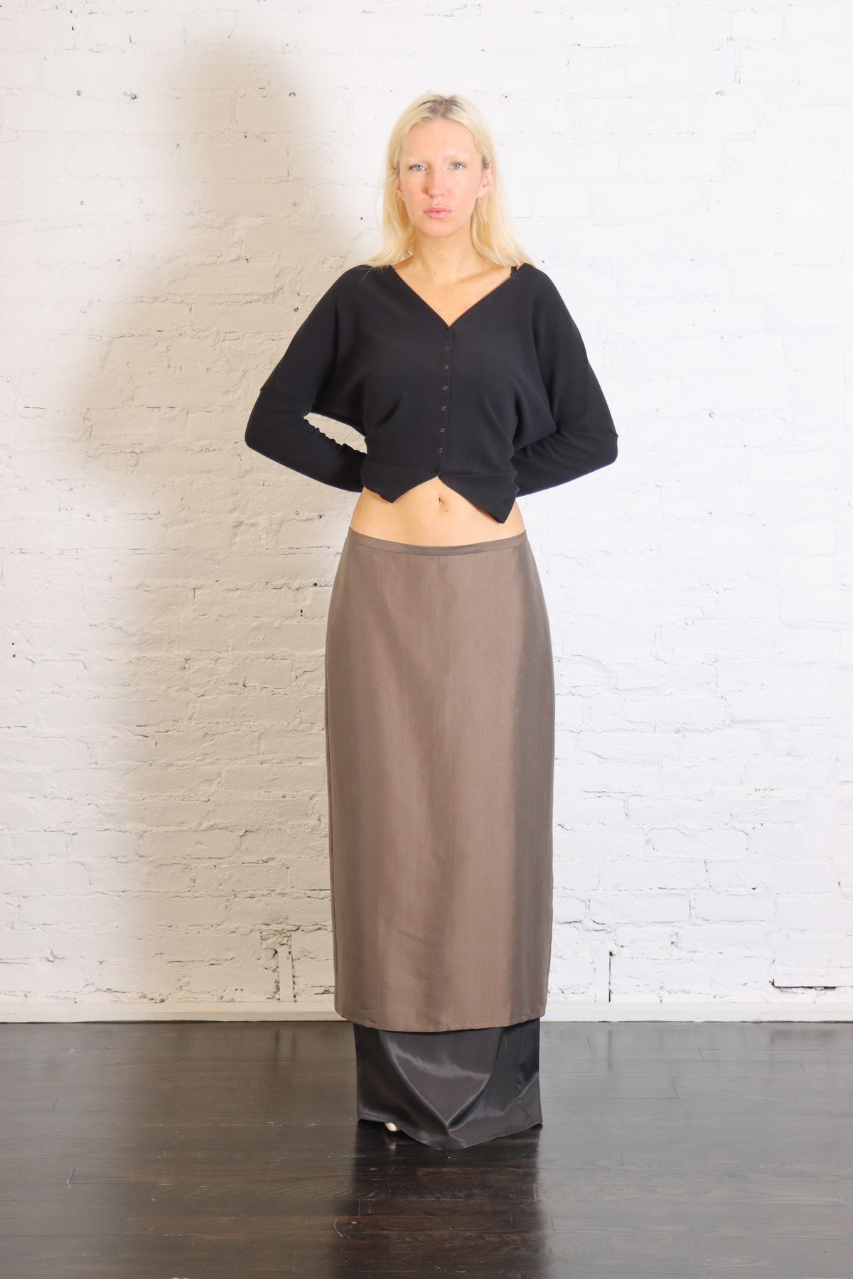 Light Satin Lingerie Skirt in Caffe by Alysi-Alysi-Idlewild-Cincinnati